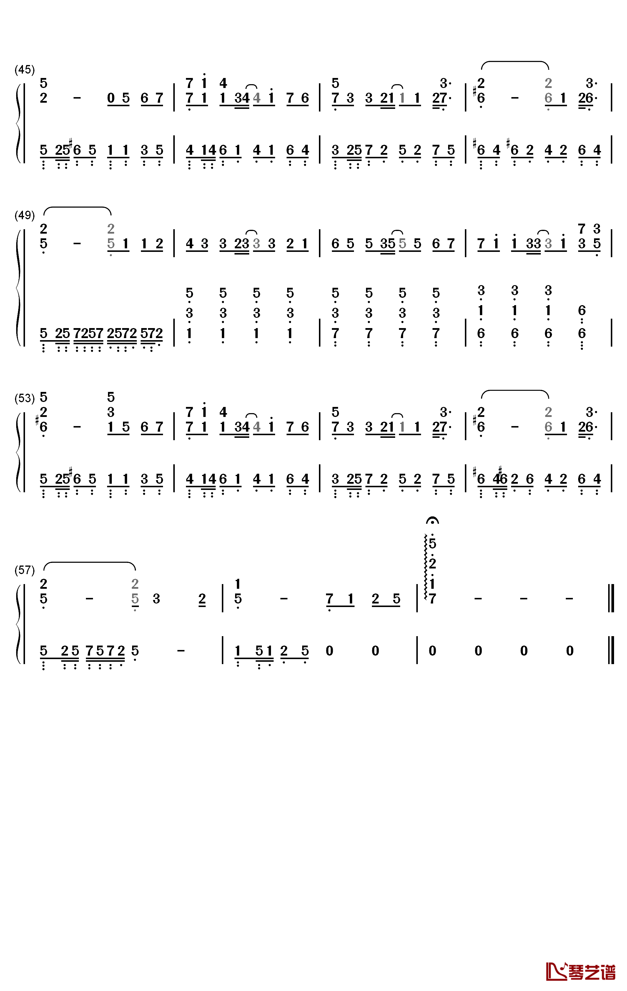 不在钢琴简谱-数字双手-韩安旭3
