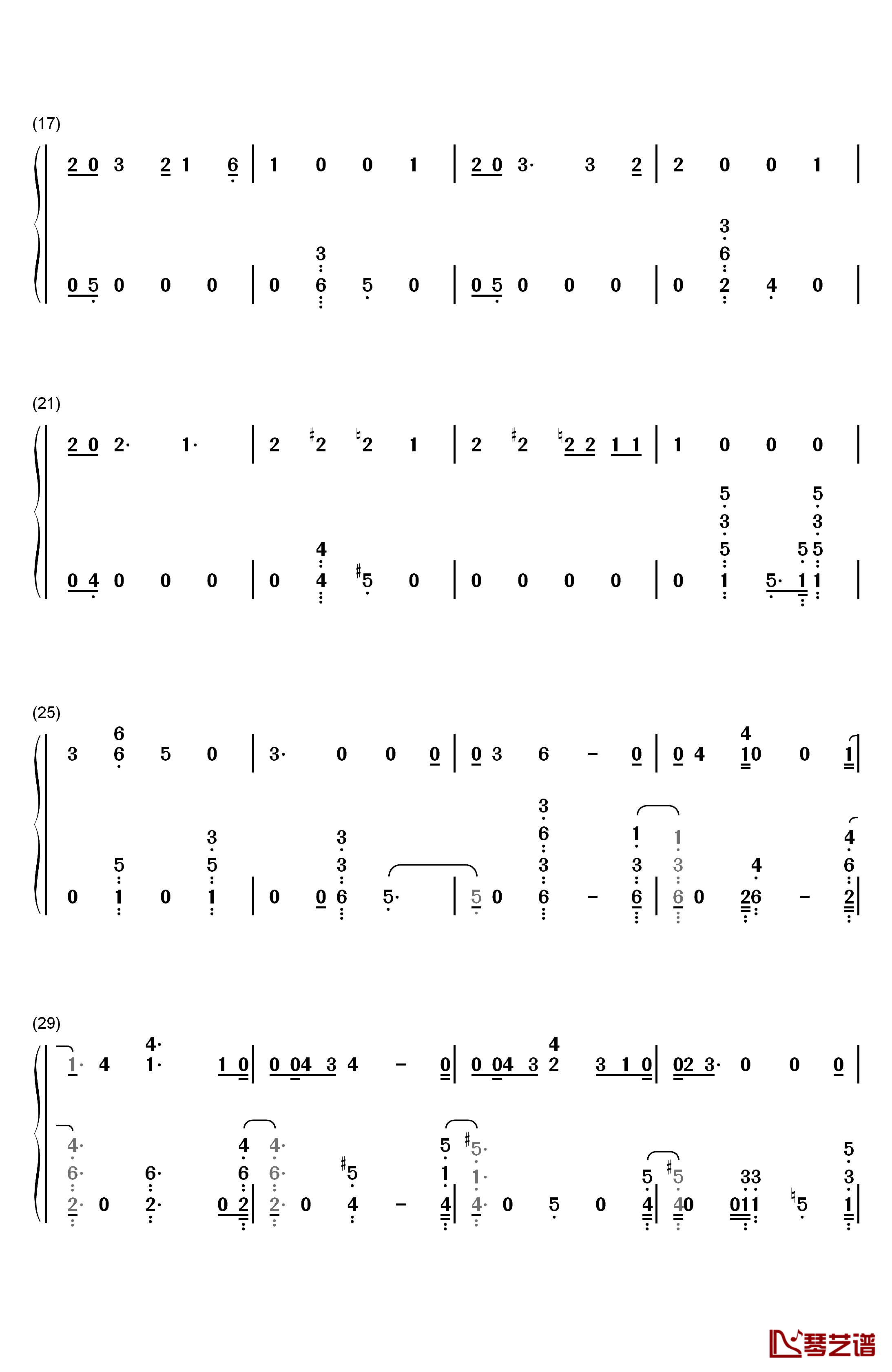 Universe钢琴简谱-数字双手-EXO2