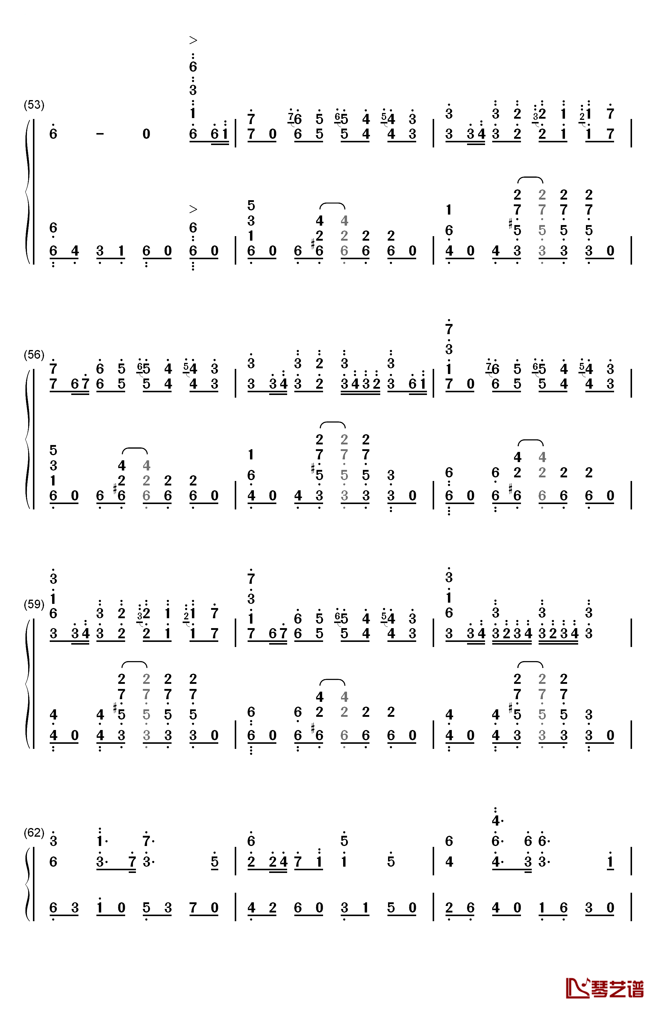 君往何处钢琴简谱-数字双手-M2U5