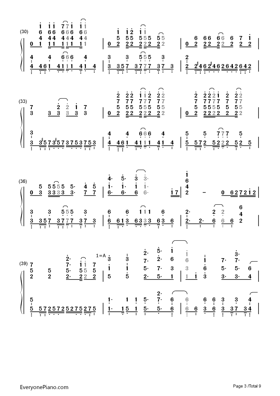 虹を編めたら钢琴简谱-数字双手-fhána3