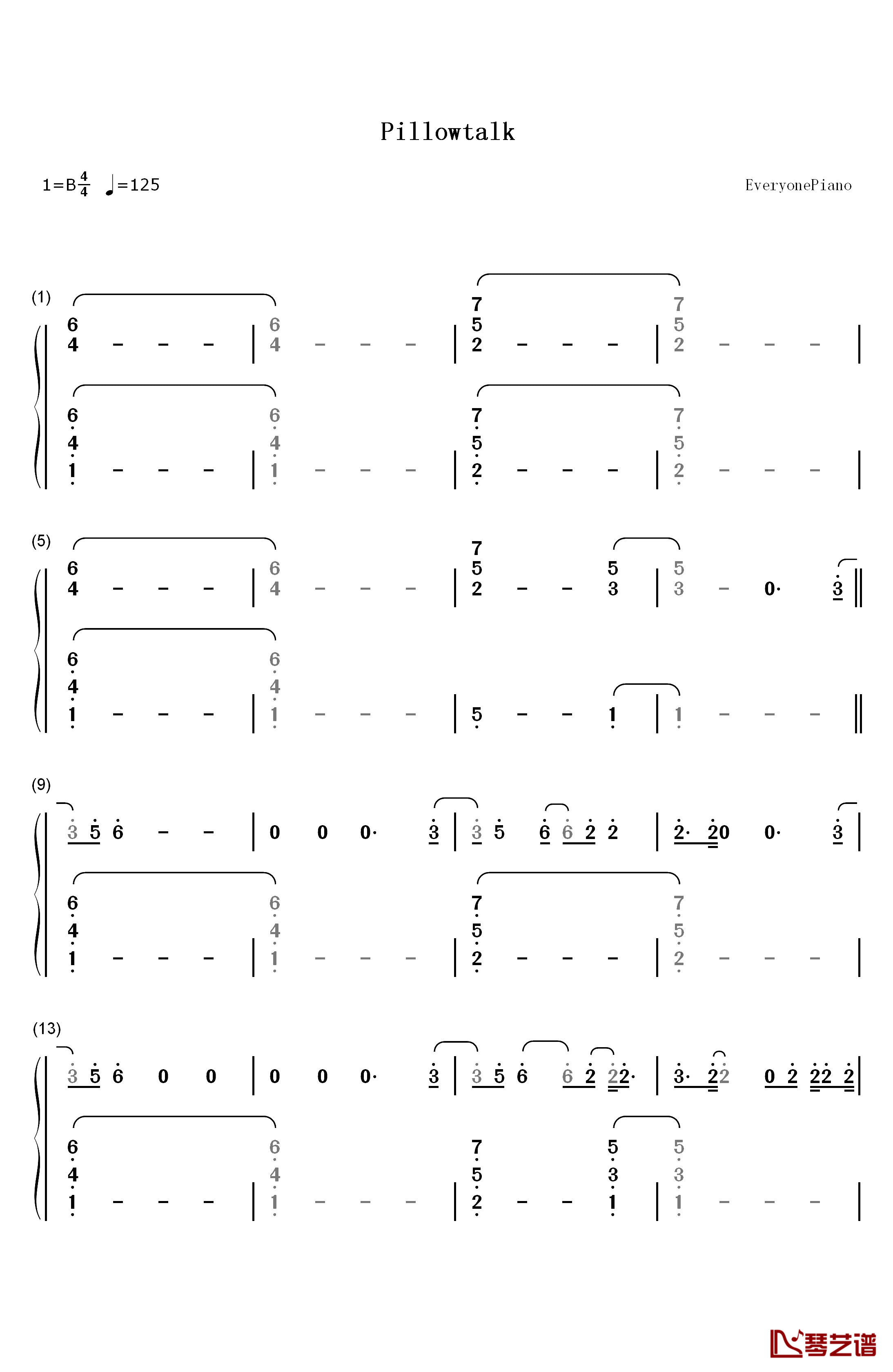 Pillowtalk钢琴简谱-数字双手-Zayn1