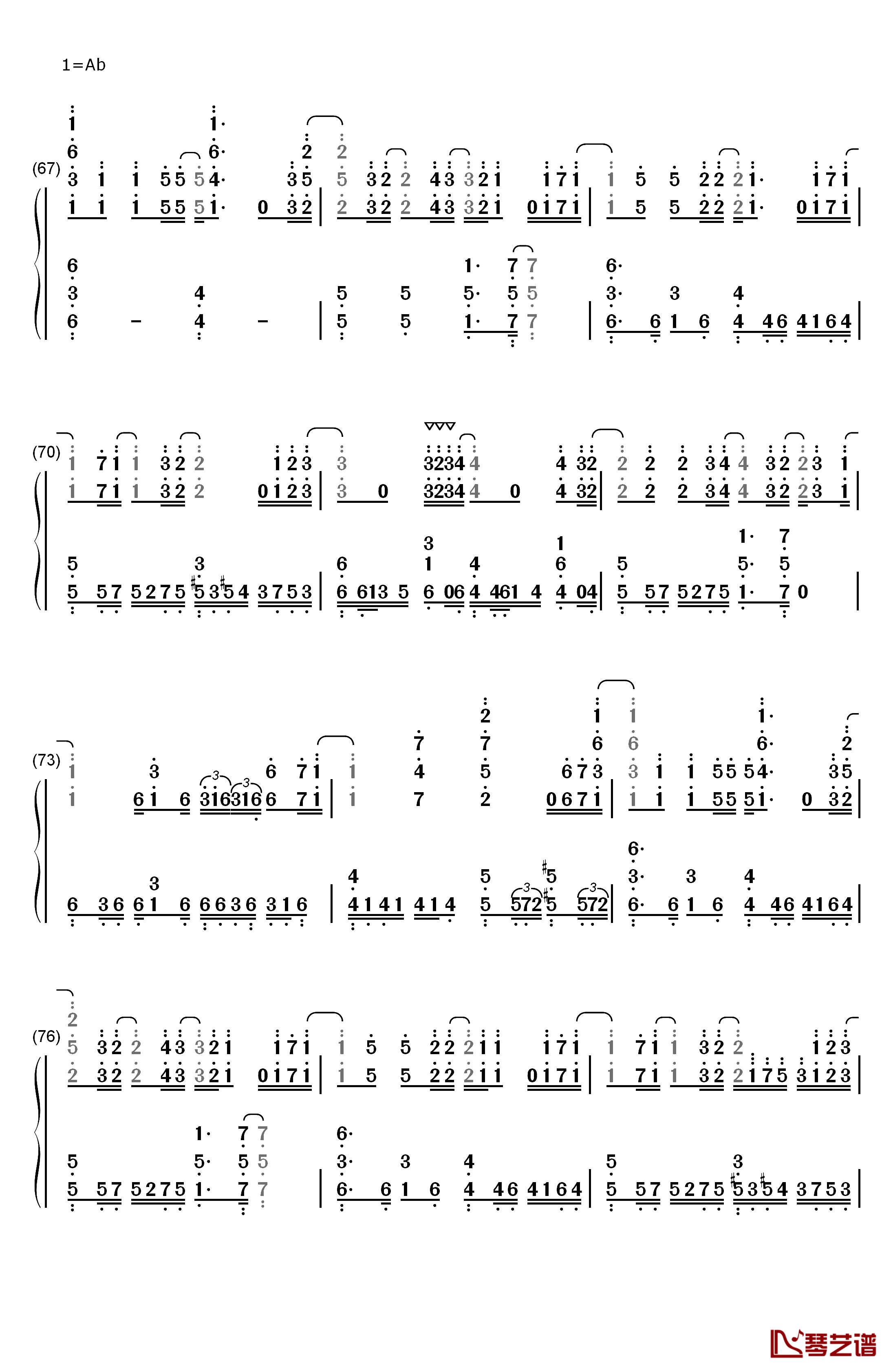 ASH钢琴简谱-数字双手-LiSA6