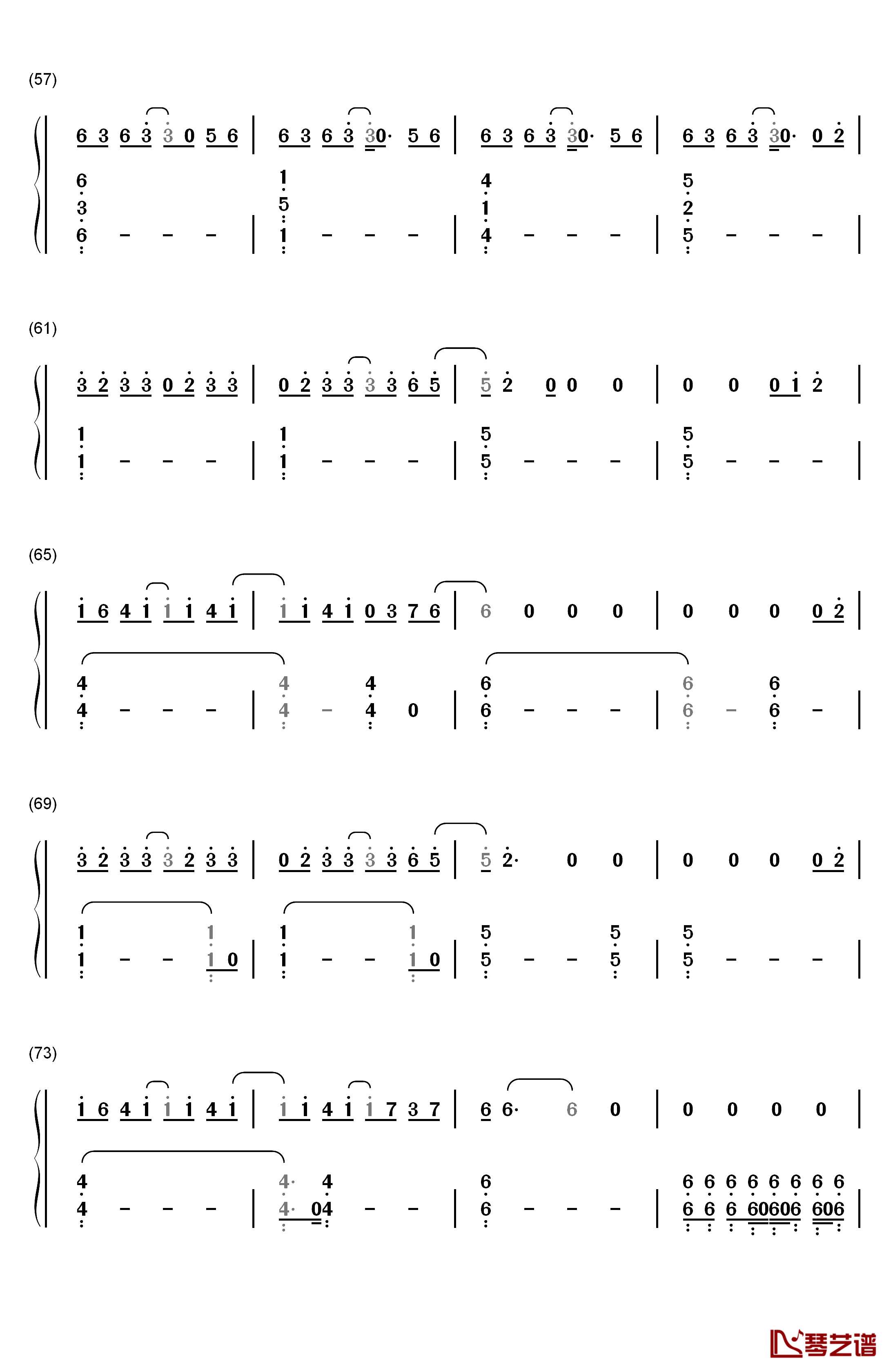 初学者钢琴简谱-数字双手-薛之谦4