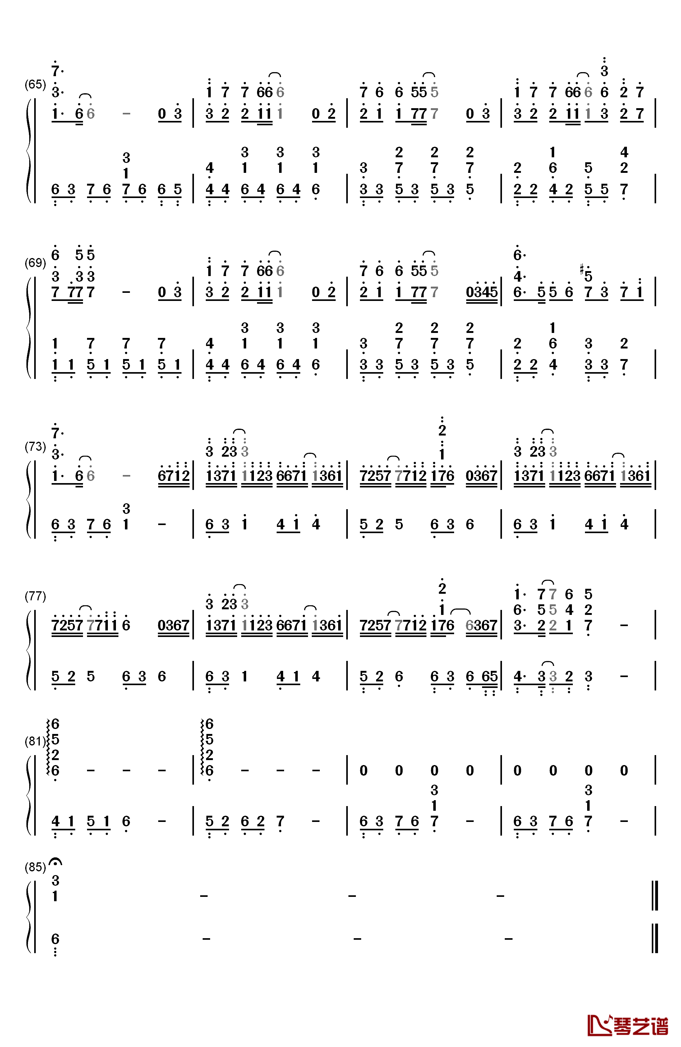 信笺钢琴简谱-数字双手-西村由纪江4