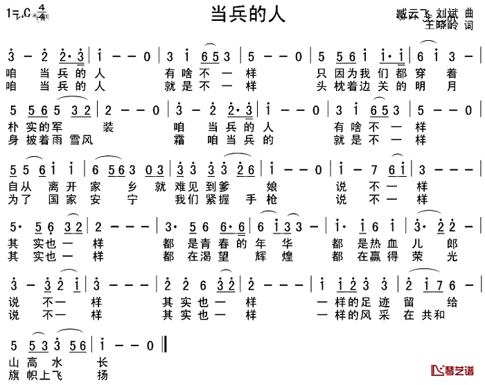 咱当兵的人简谱1