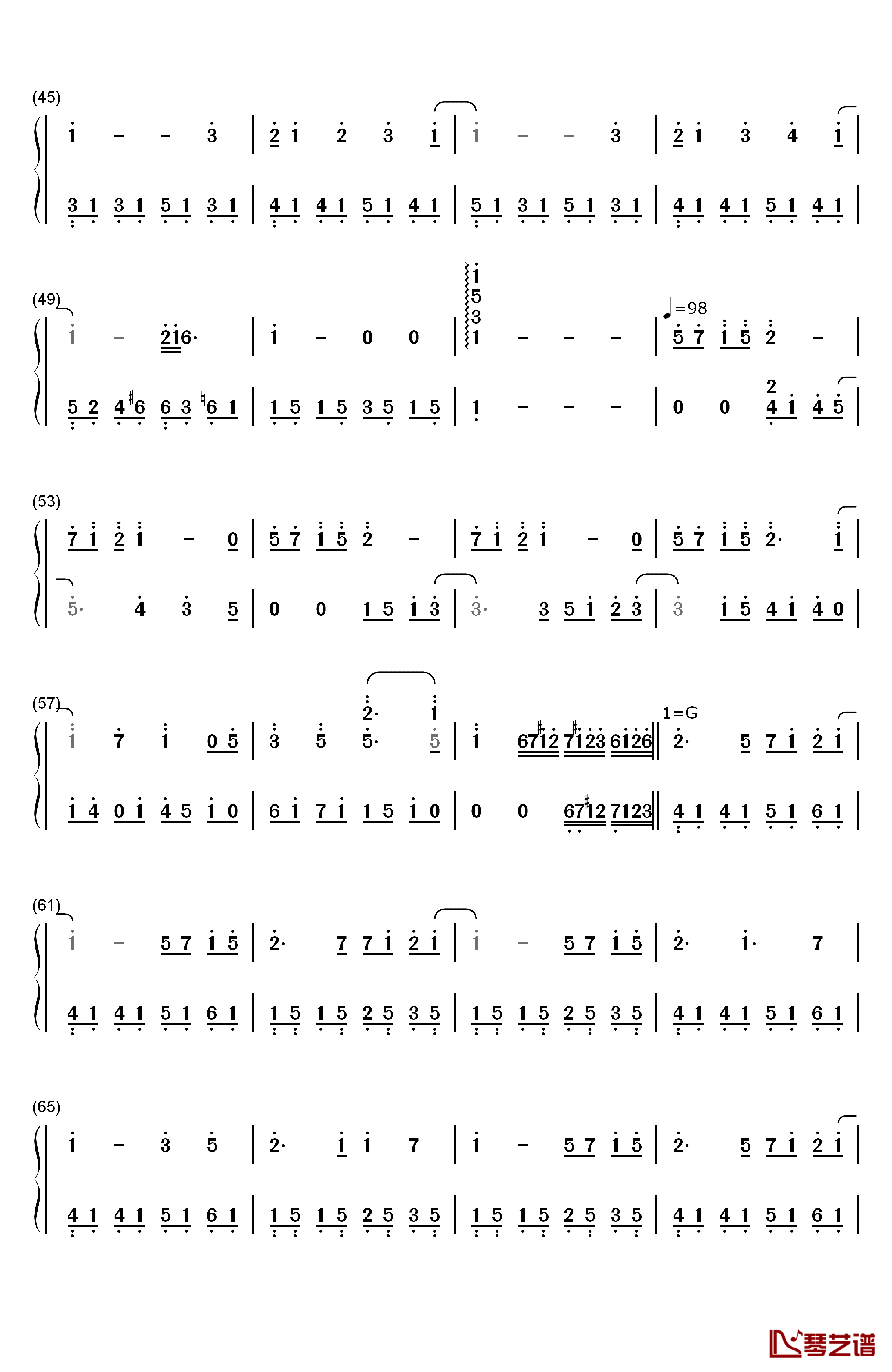 Saya's Song钢琴简谱-数字双手-Lia3