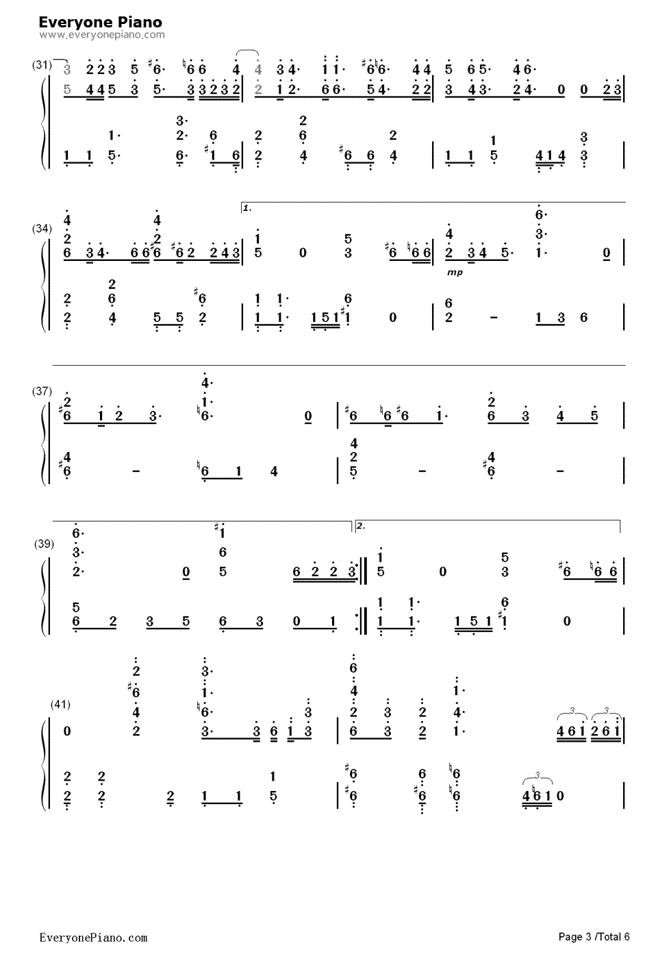 YELL钢琴简谱-数字双手-生物股长  いきものがかり3