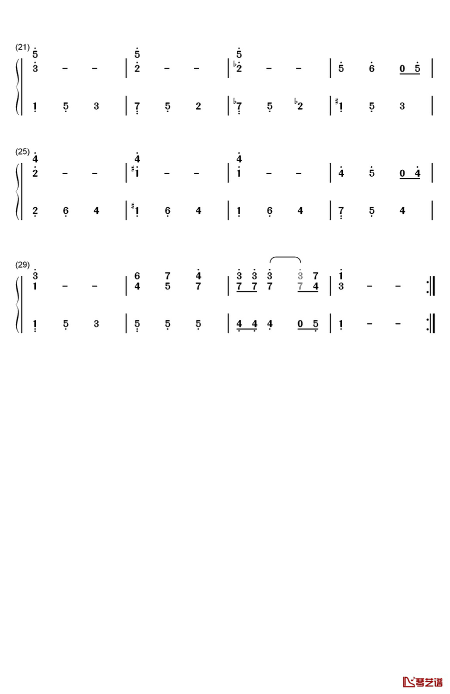 超级玛丽 水下关卡背景音乐钢琴简谱-数字双手-近藤浩治2