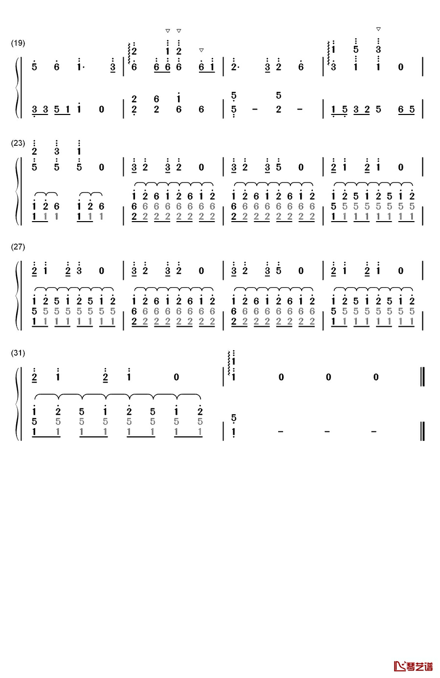 星河涛声钢琴简谱-数字双手-骆集益2