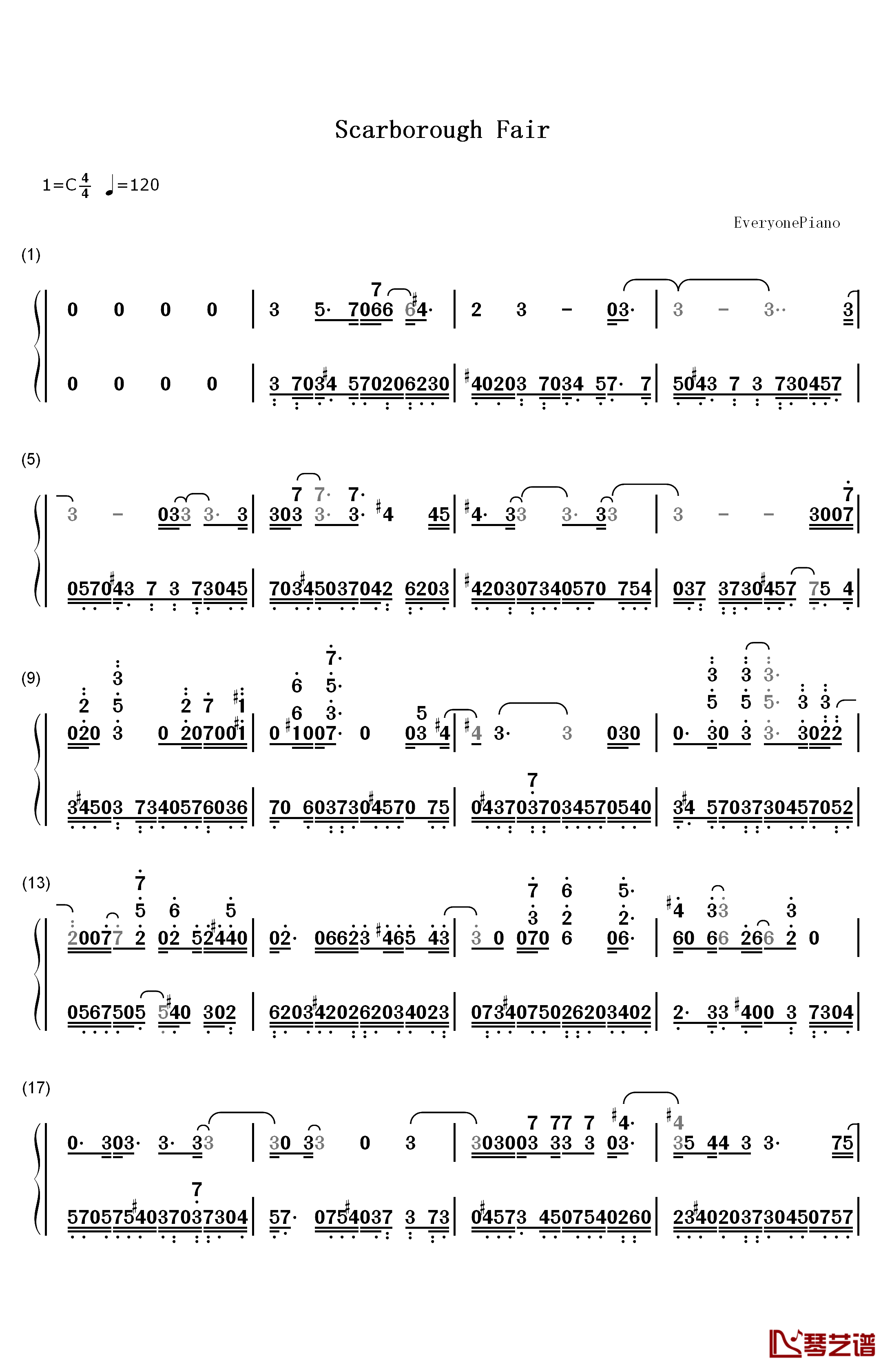 Scarborough Fair钢琴简谱-数字双手-Simon & Garfunkel1