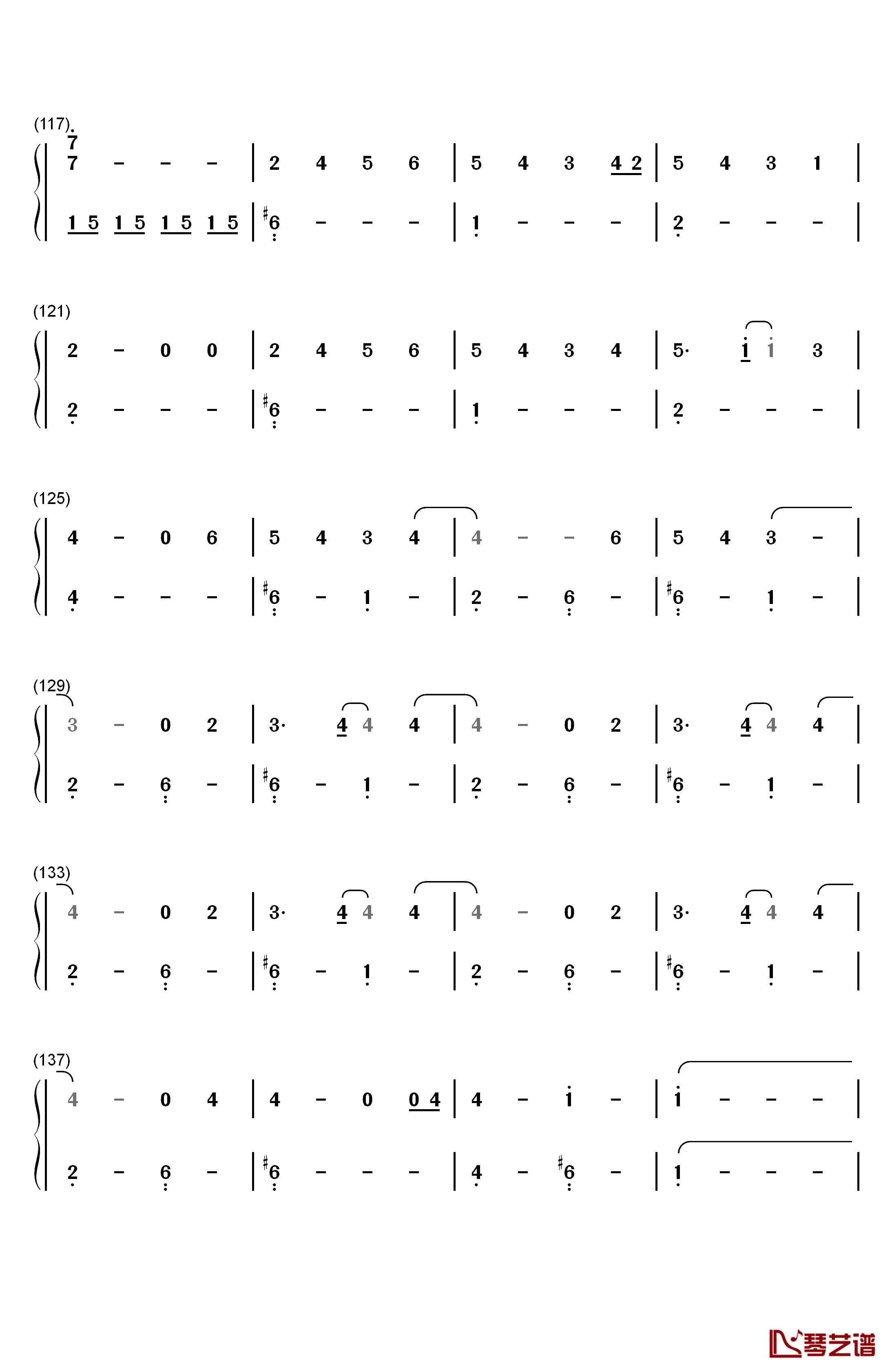 月と花束钢琴简谱-数字双手-さユり6