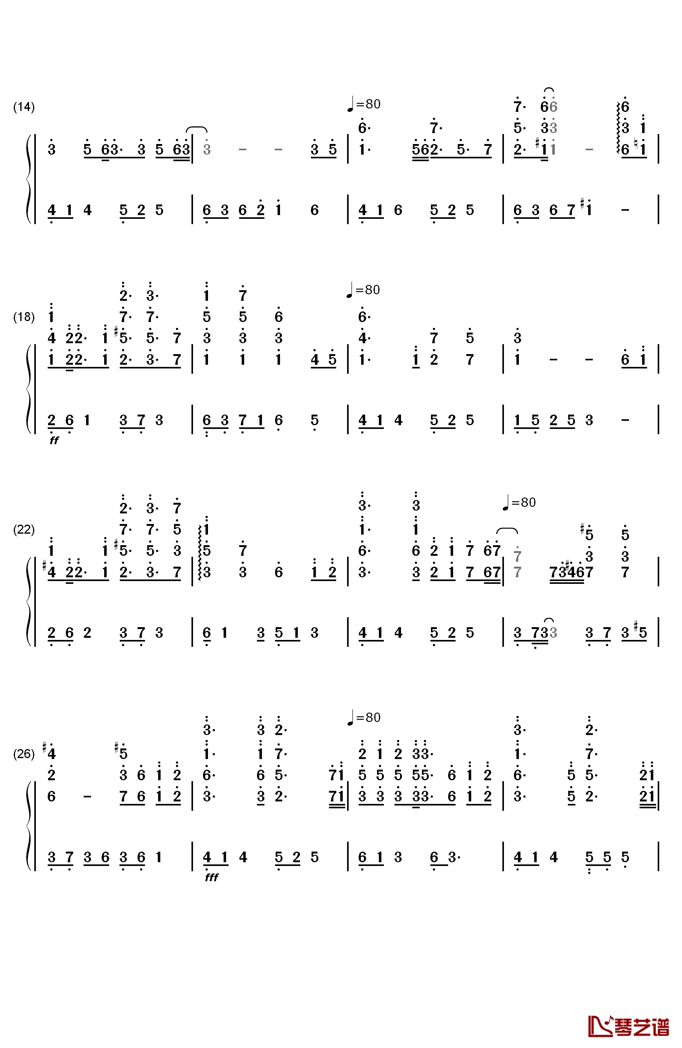 あなたを想いたい钢琴简谱-数字双手-池田春菜2