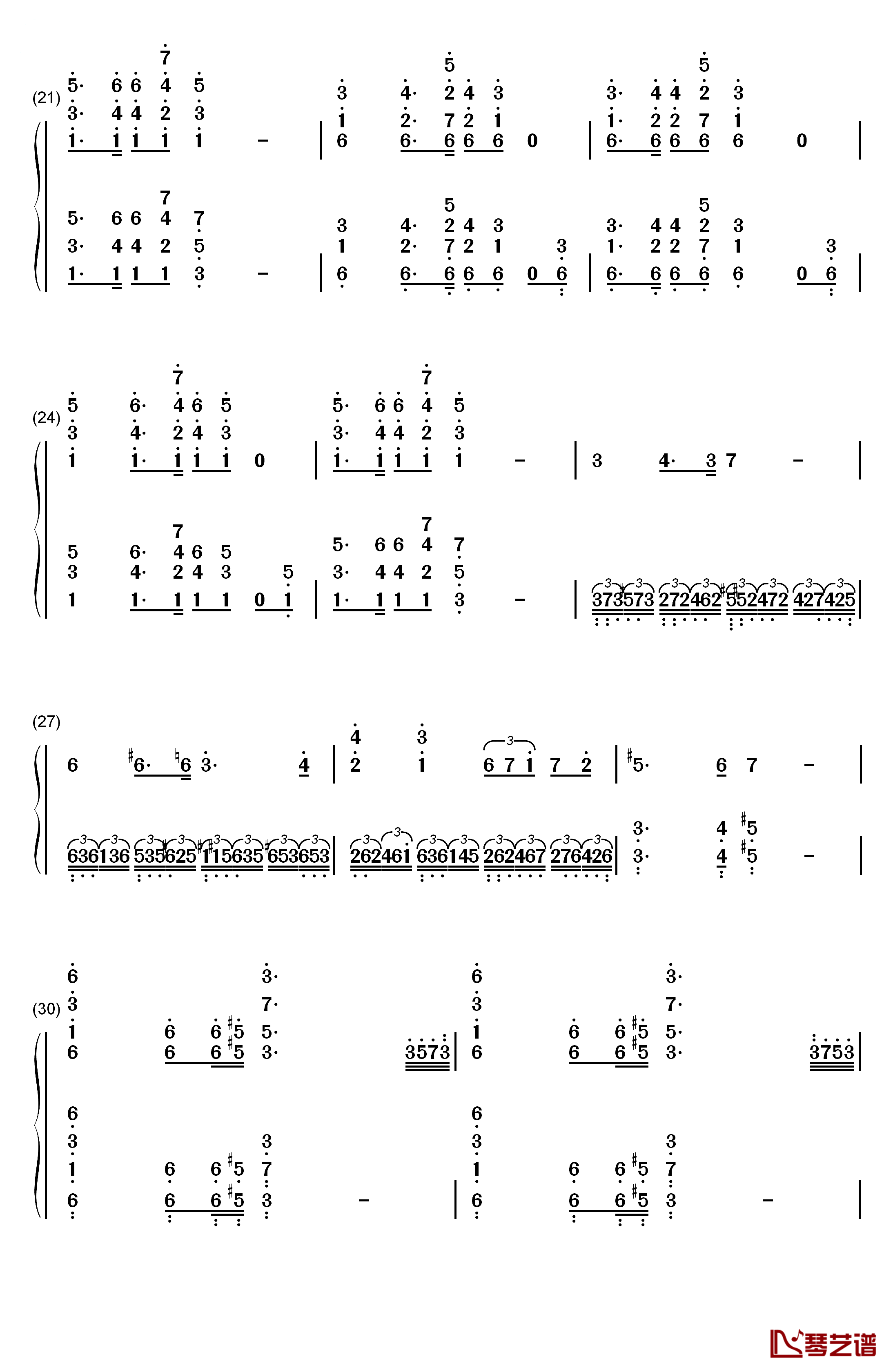 葛里格钢琴协奏曲钢琴简谱-数字双手-马克西姆3