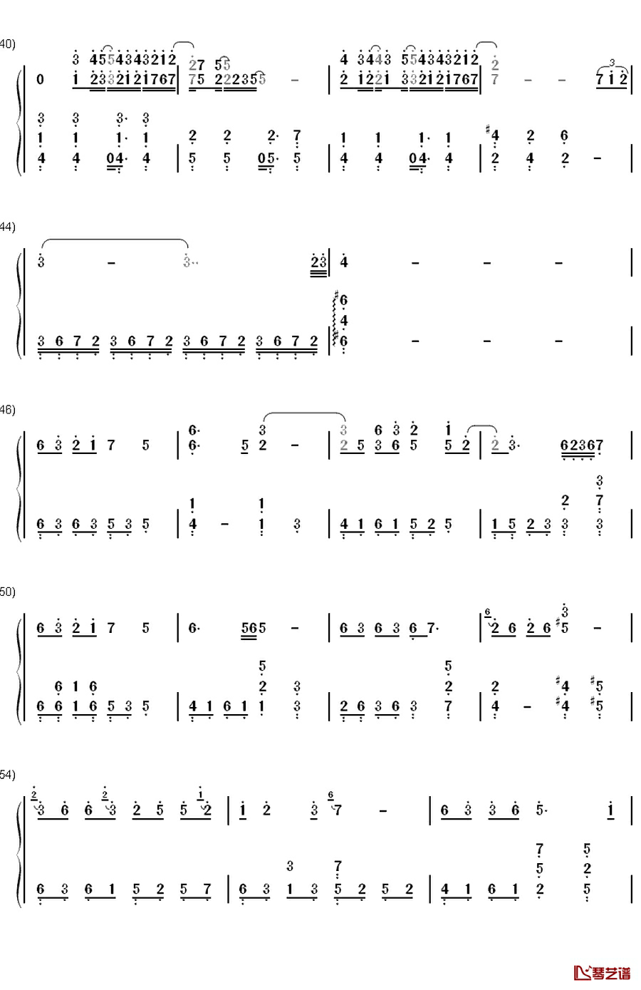 少年情钢琴简谱-数字双手-陈依婷4