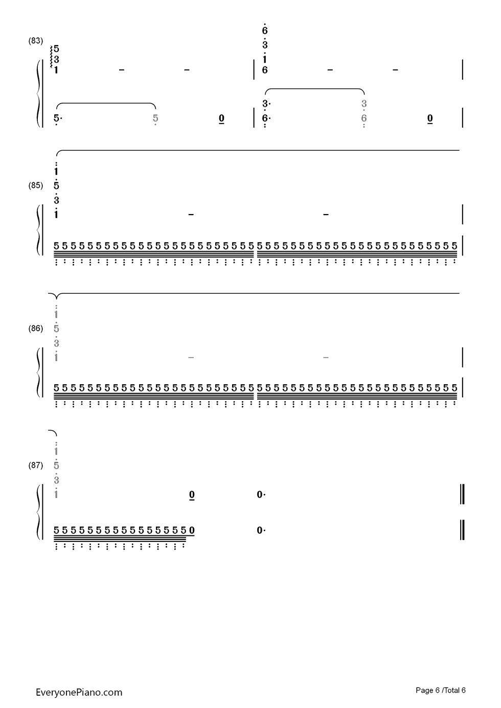 清晨钢琴简谱-数字双手-格里格6