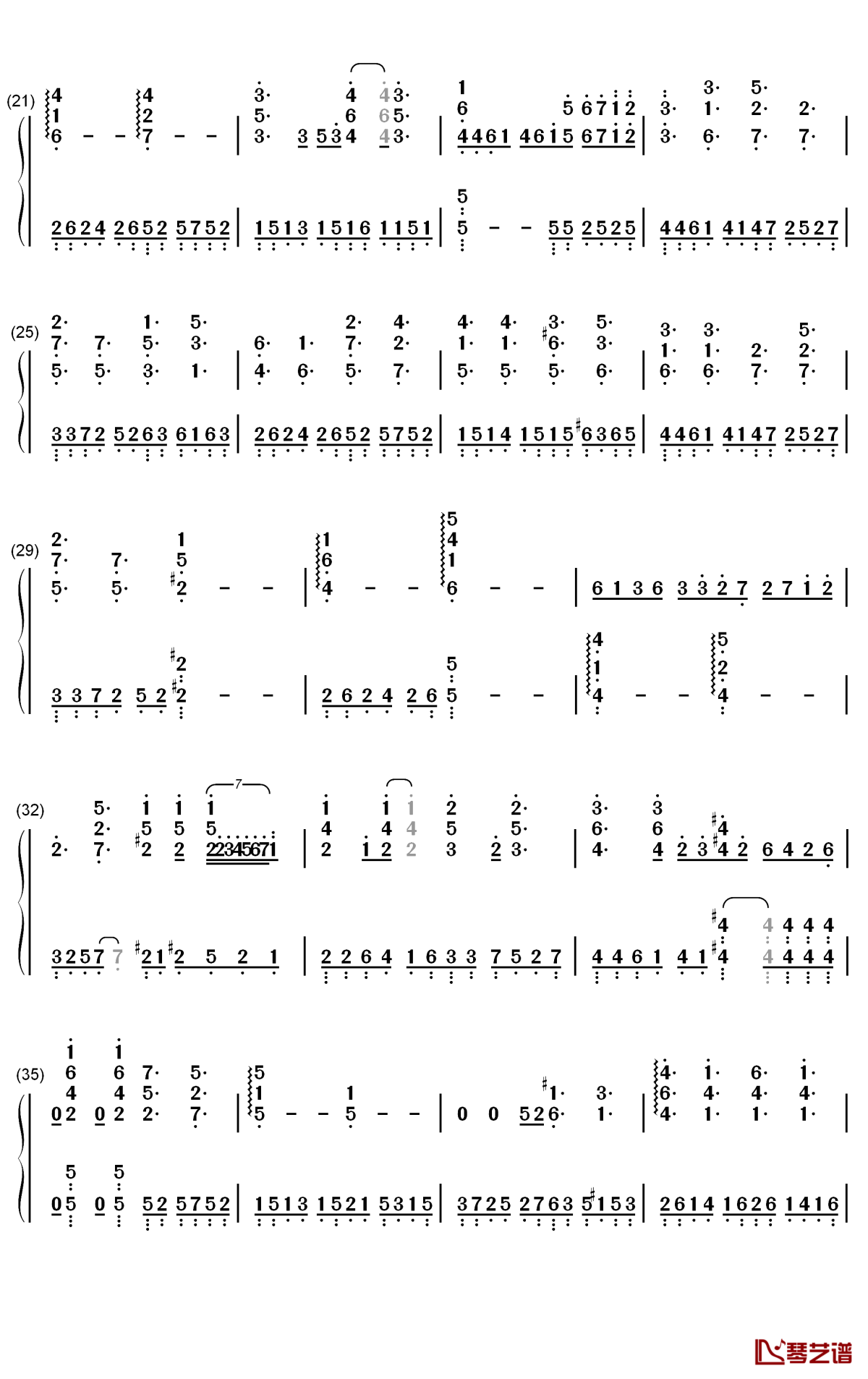 喜欢你钢琴简谱-数字双手-徐佳莹2