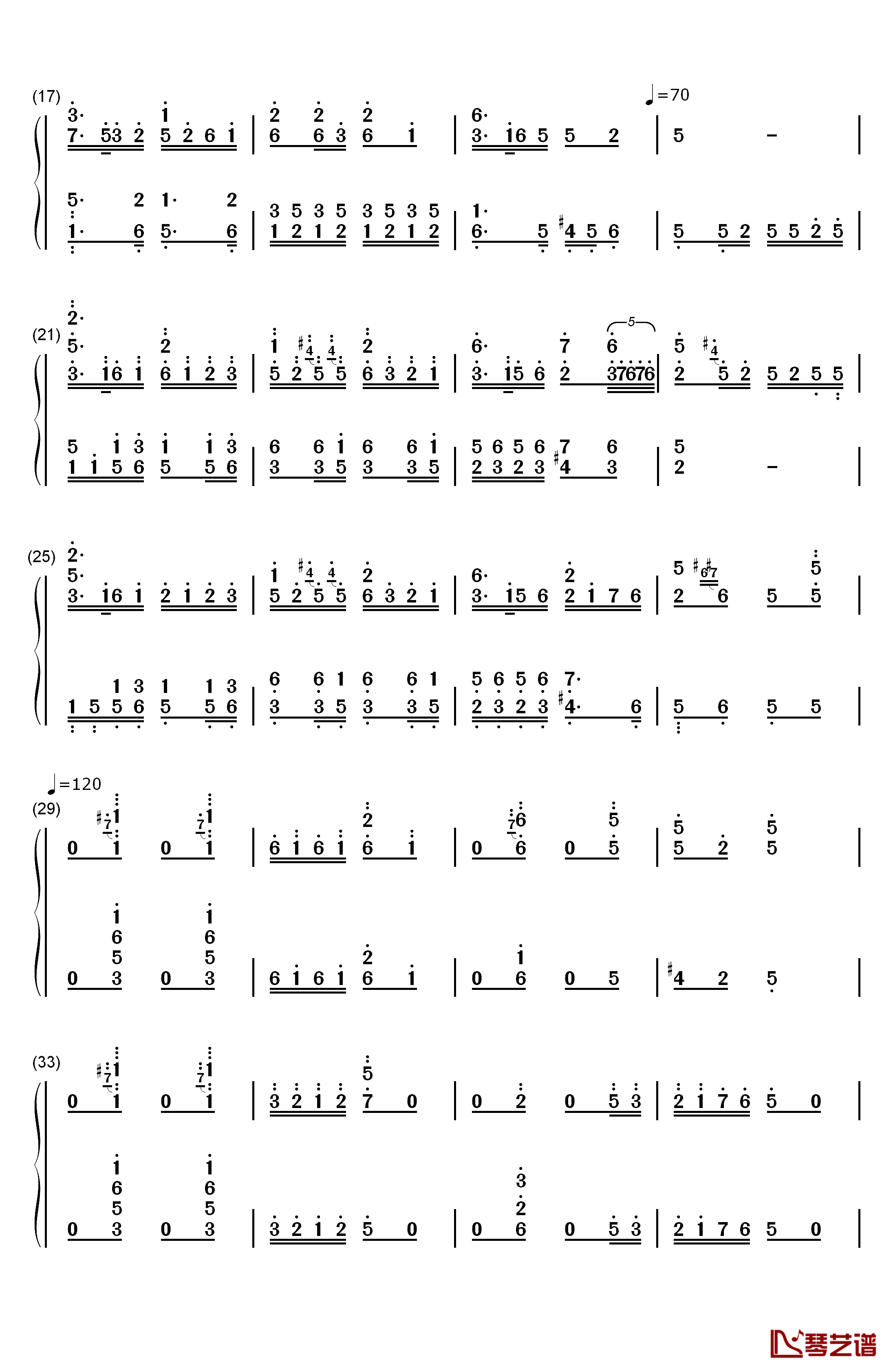 百鸟朝凤钢琴简谱-数字双手-王建中2