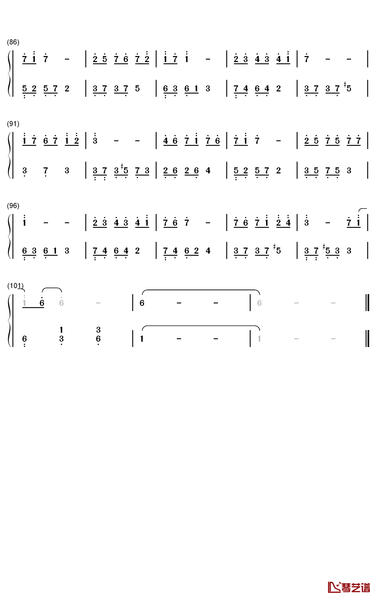 迷惑钢琴简谱-数字双手-叶炫清4