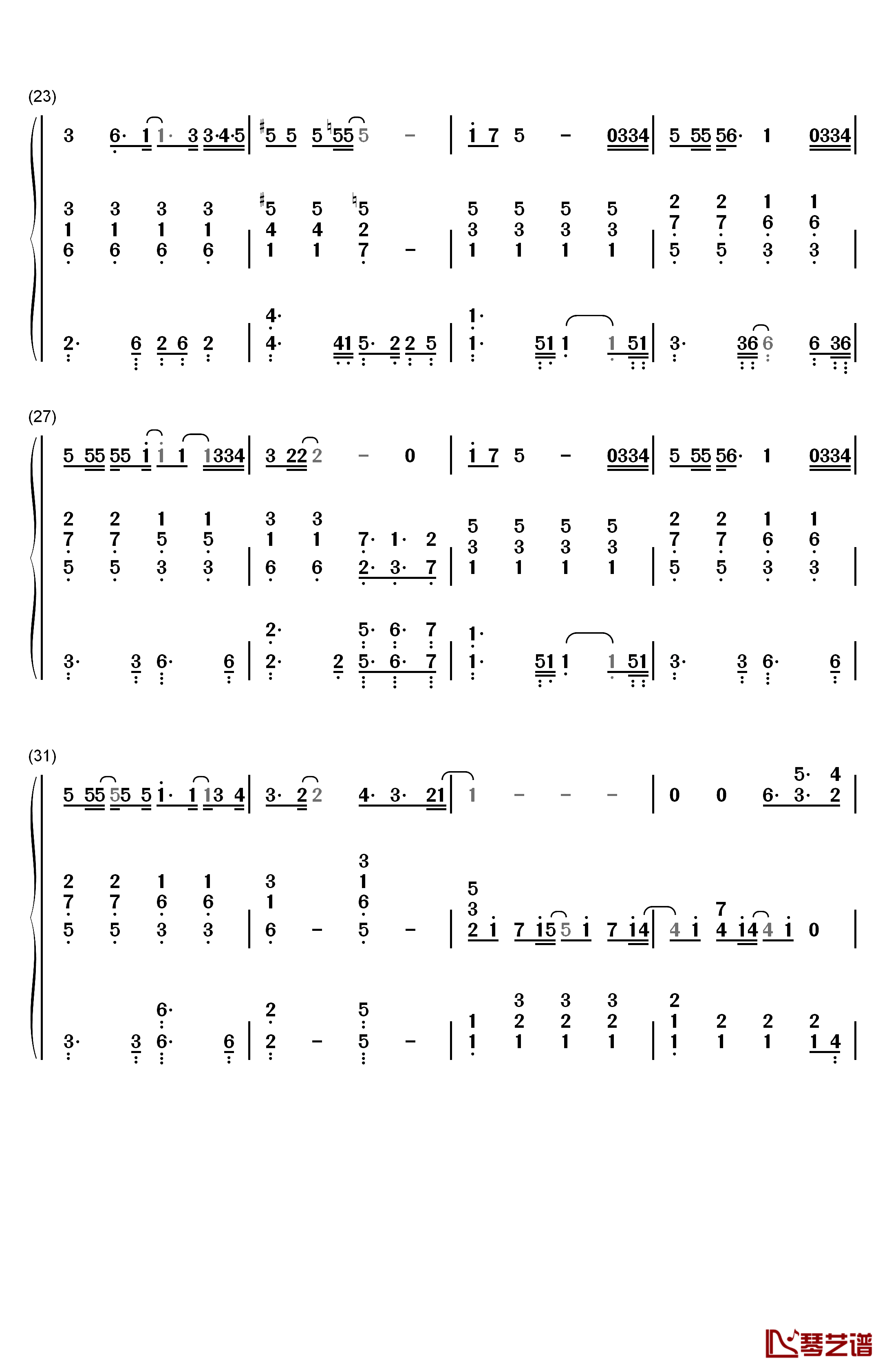 告诉我钢琴简谱-数字双手-陈绮贞3