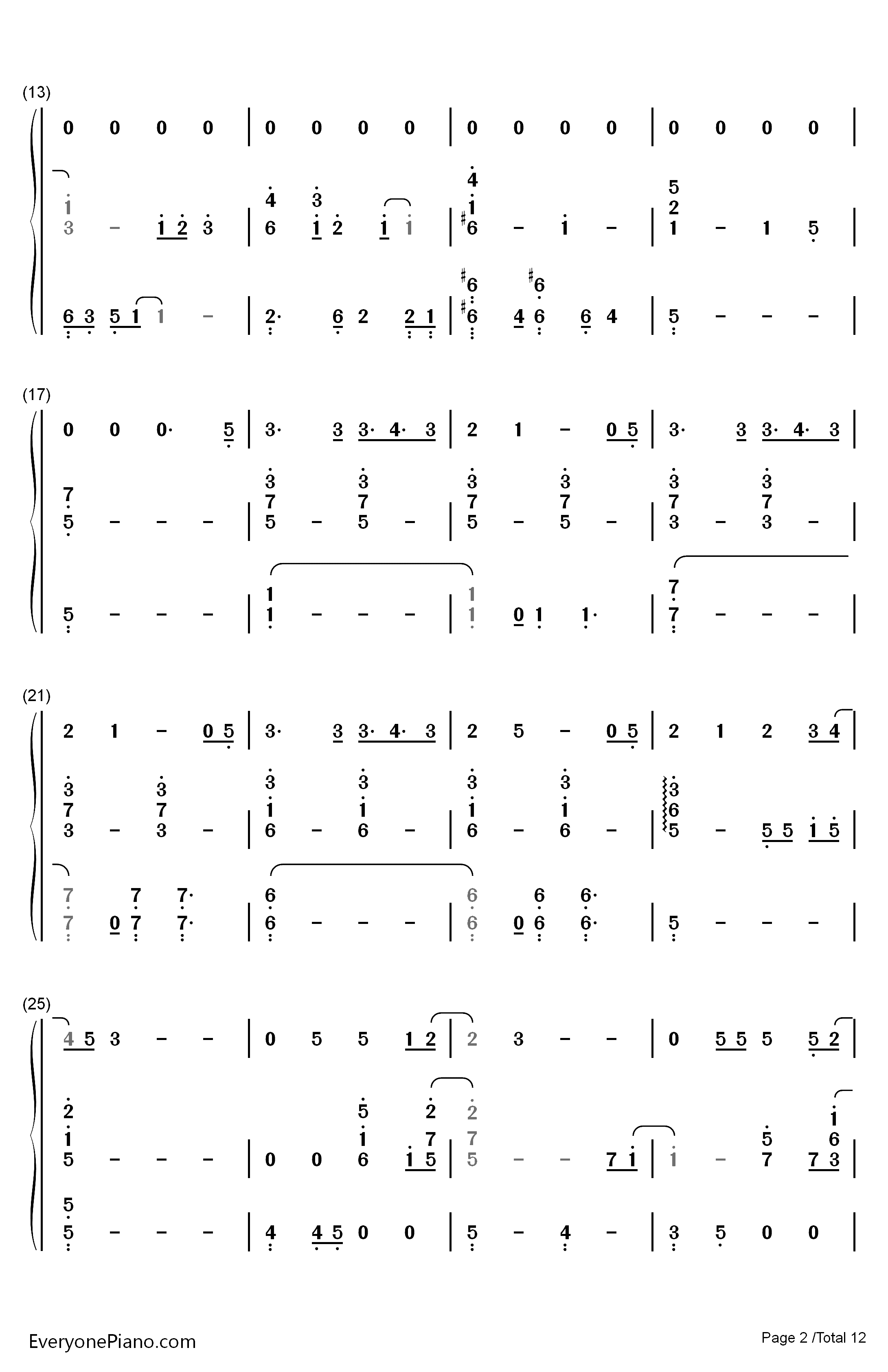 慢慢走钢琴简谱-数字双手-许魏洲2