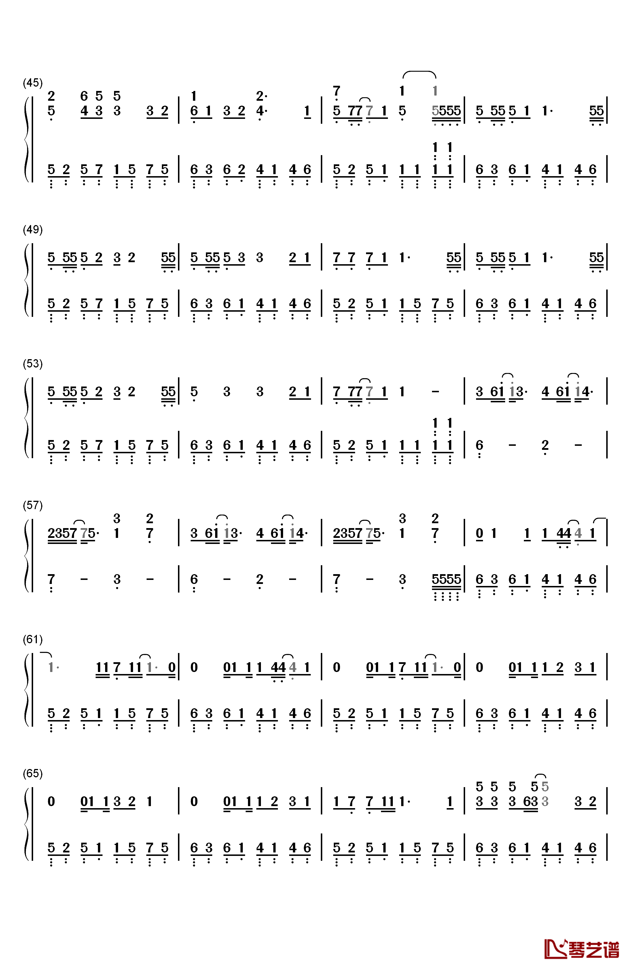 爱得更多…钢琴简谱-数字双手-西野加奈3