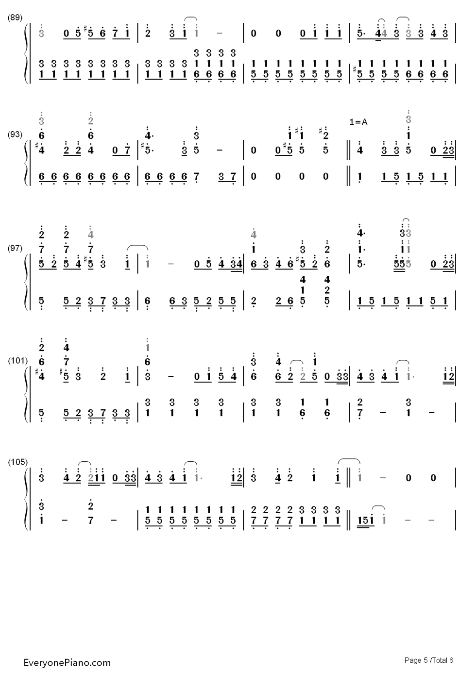 うたかた花火钢琴简谱-数字双手-Supercell5