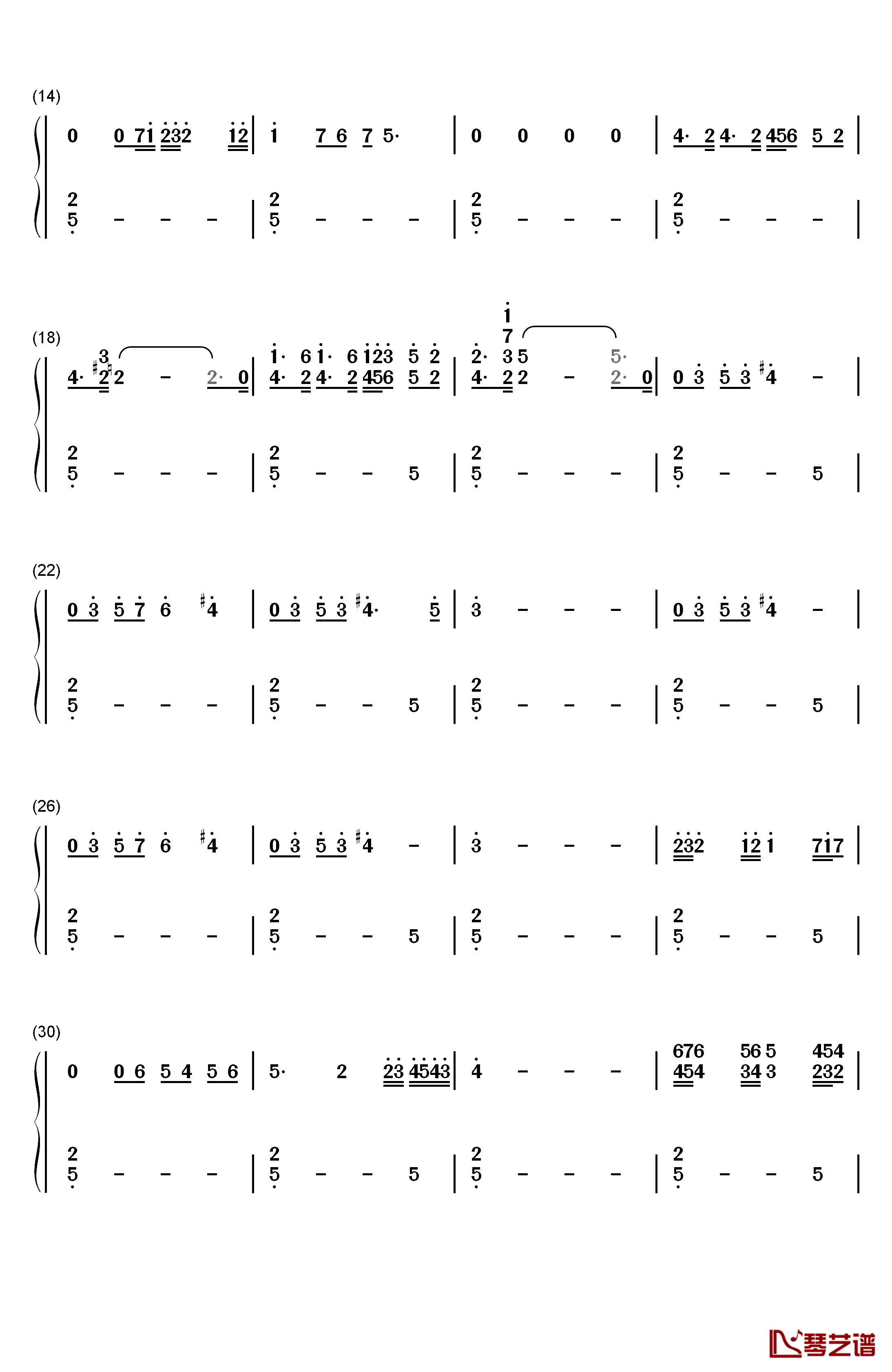 Forest Haven钢琴简谱-数字双手-永田権太2