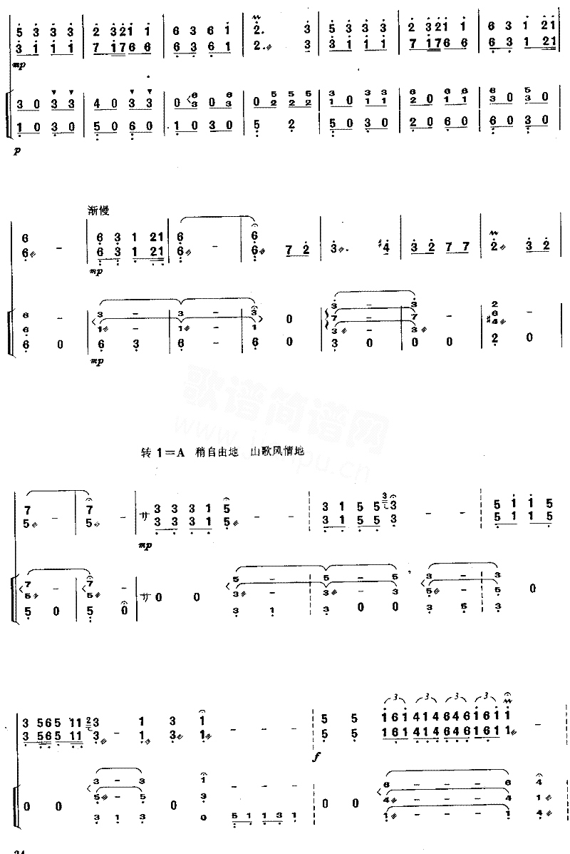 土家摆手舞曲[简谱版]独奏共8张简谱1