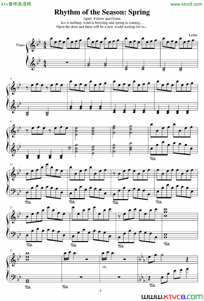 RhythmoftheSeason:Spring简谱-wojiaoyanjiajun演唱1