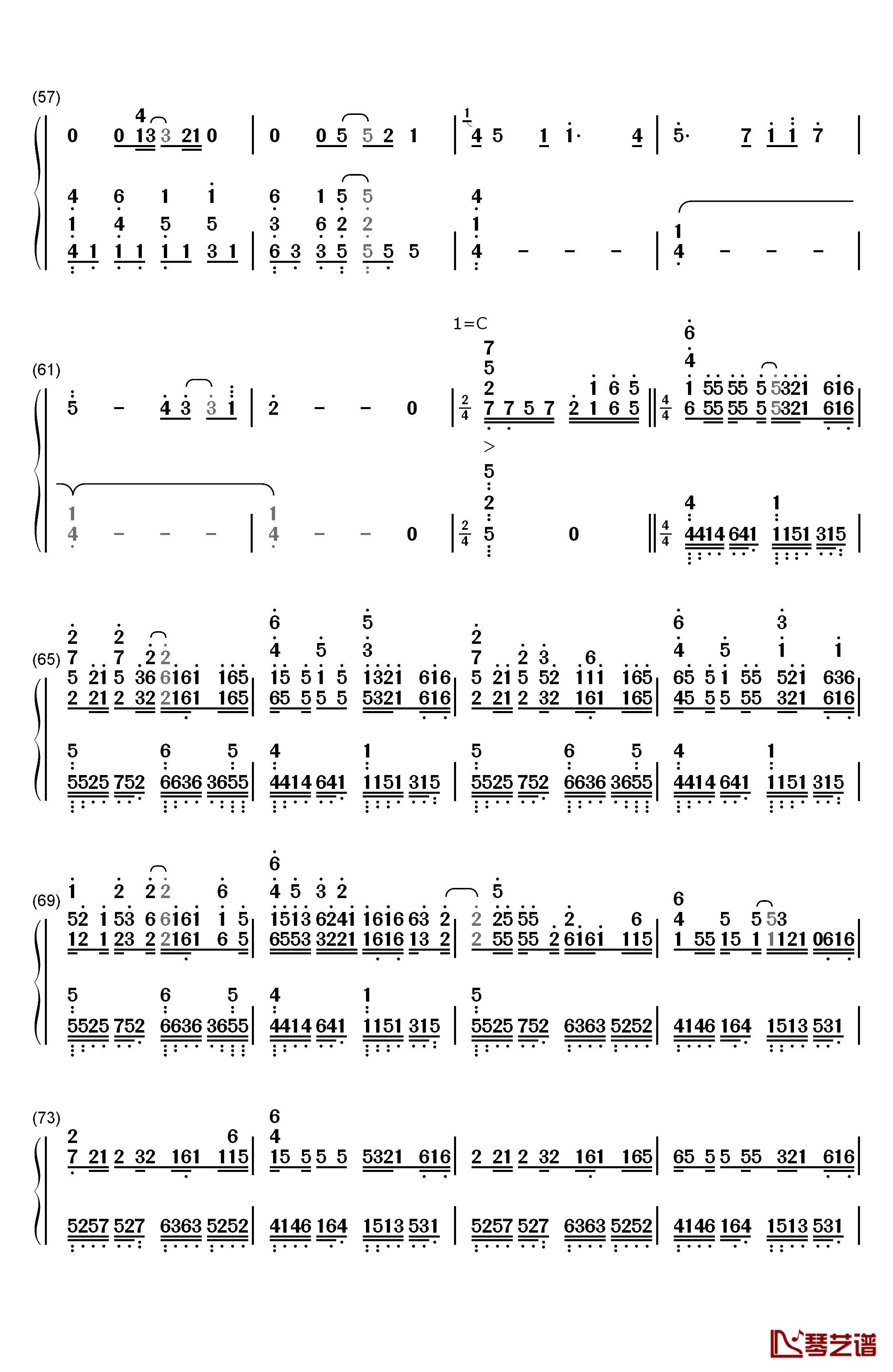 蝶々结び钢琴简谱-数字双手-Aimer4