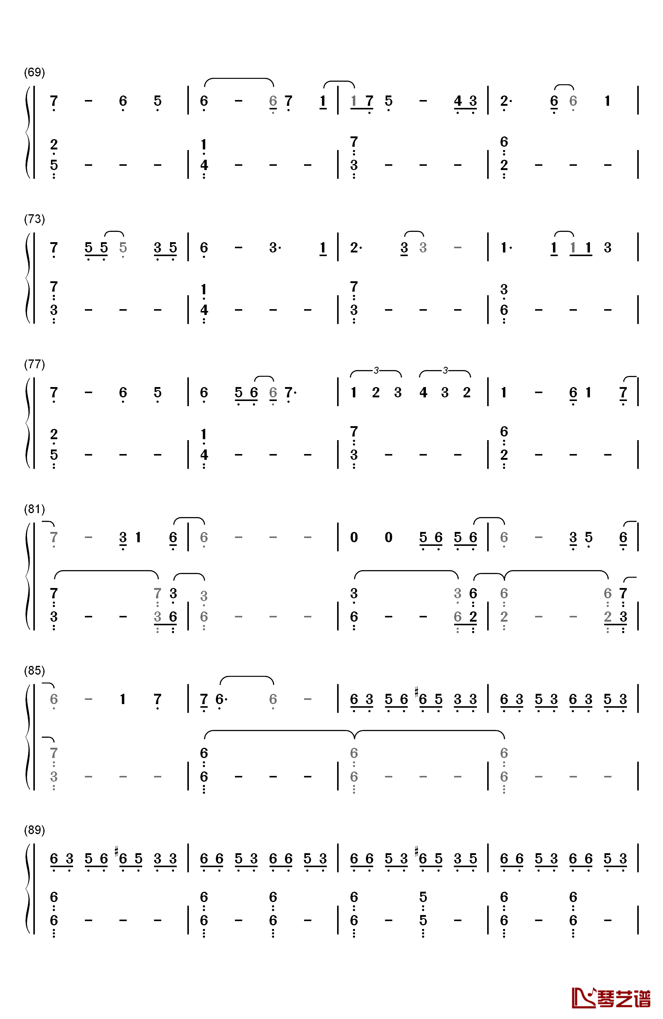 嘆きのリフレイン钢琴简谱-数字双手-末廣優里4