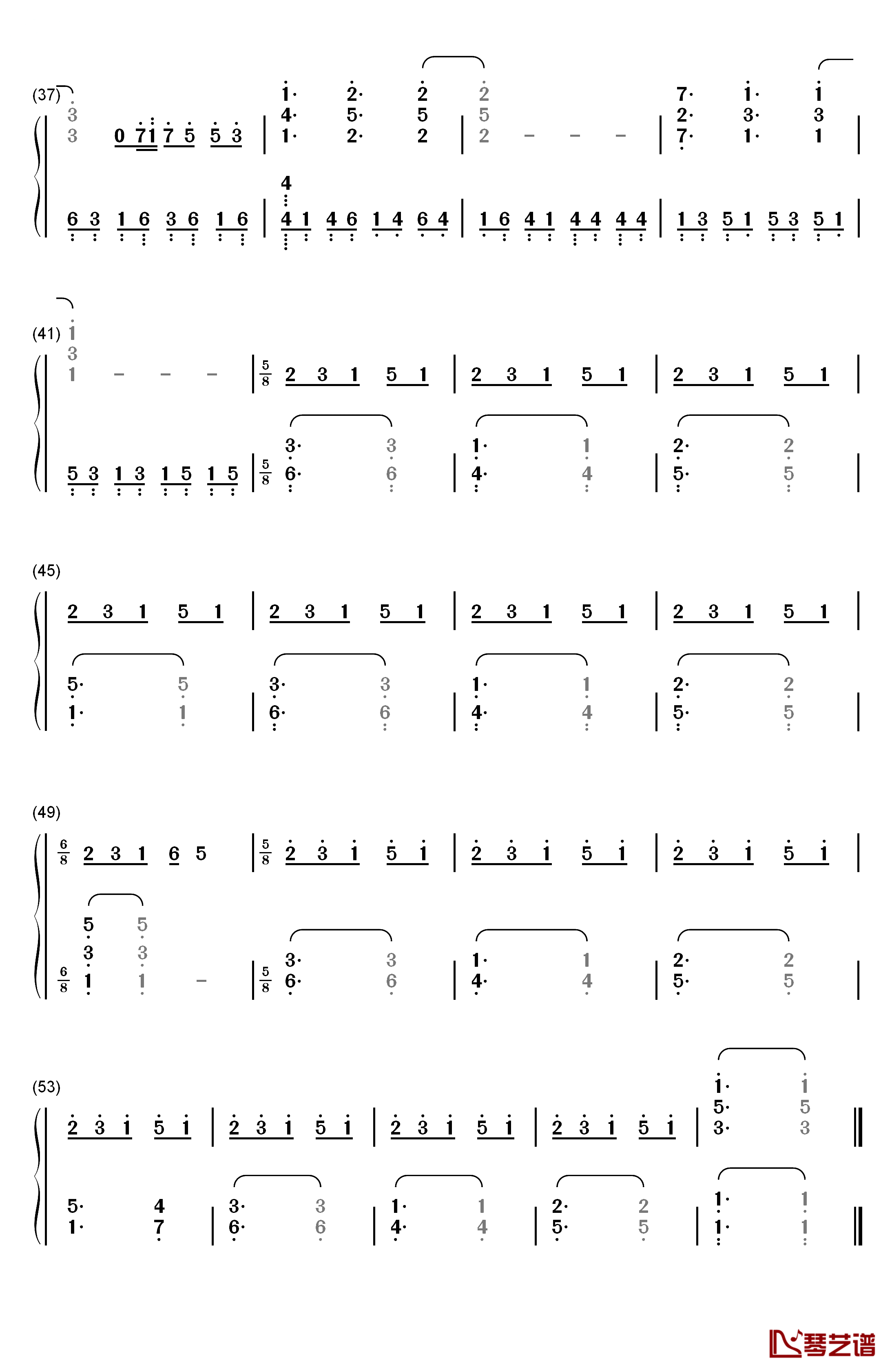 时を刻む呗钢琴简谱-数字双手-Lia3