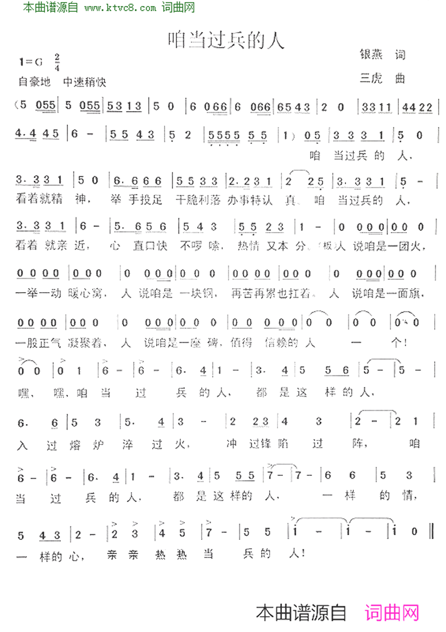 咱当过兵的人简谱1