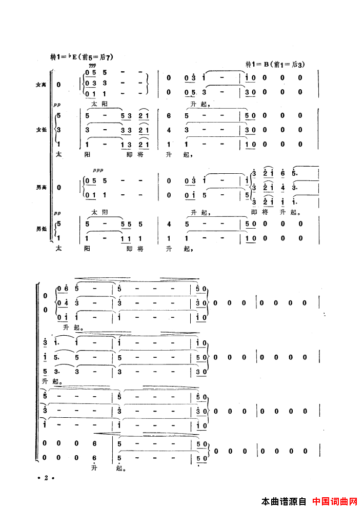 音乐舞蹈史诗中国革命之歌歌曲集01-50简谱1