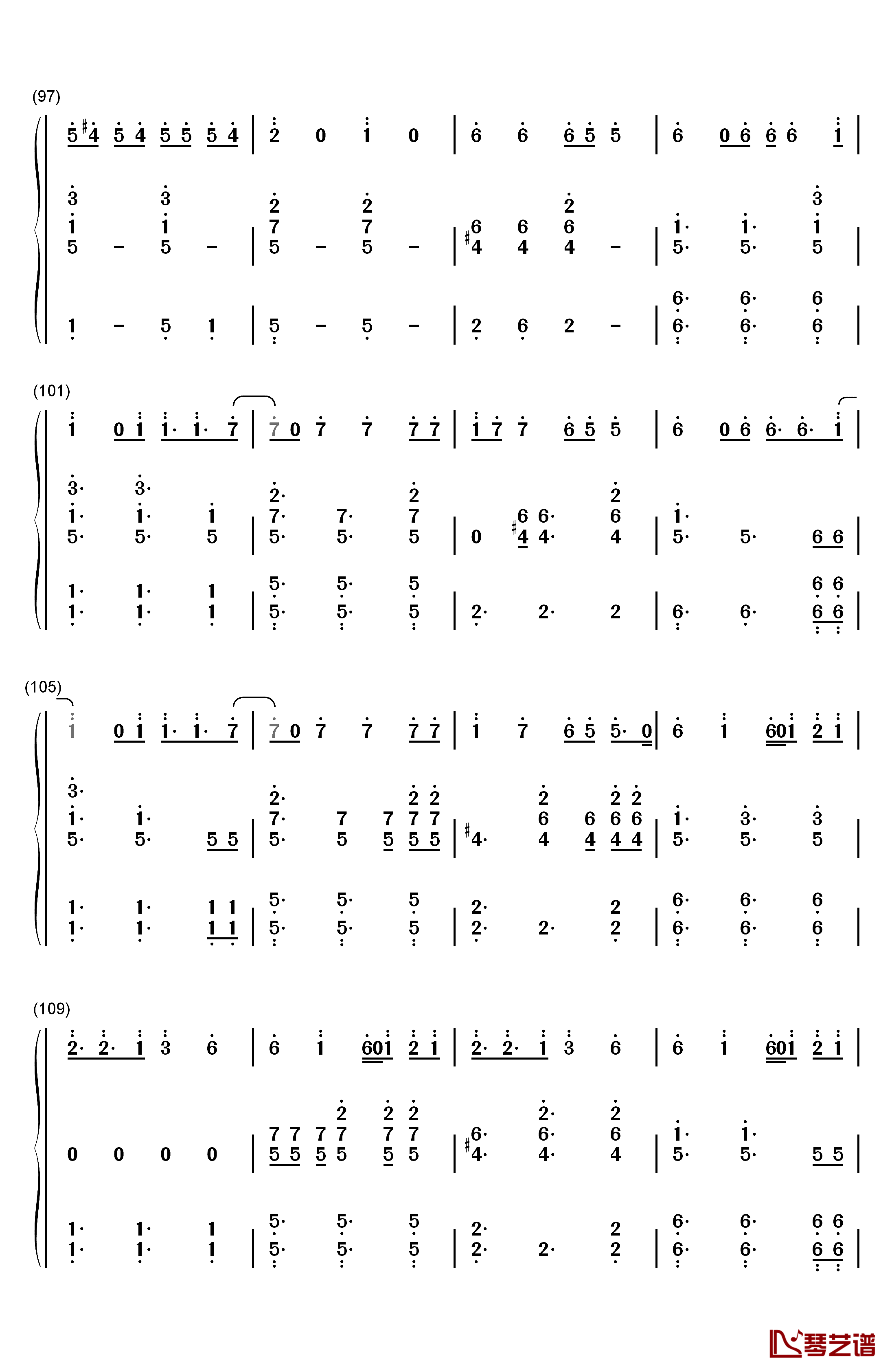 异类钢琴简谱-数字双手-华晨宇7