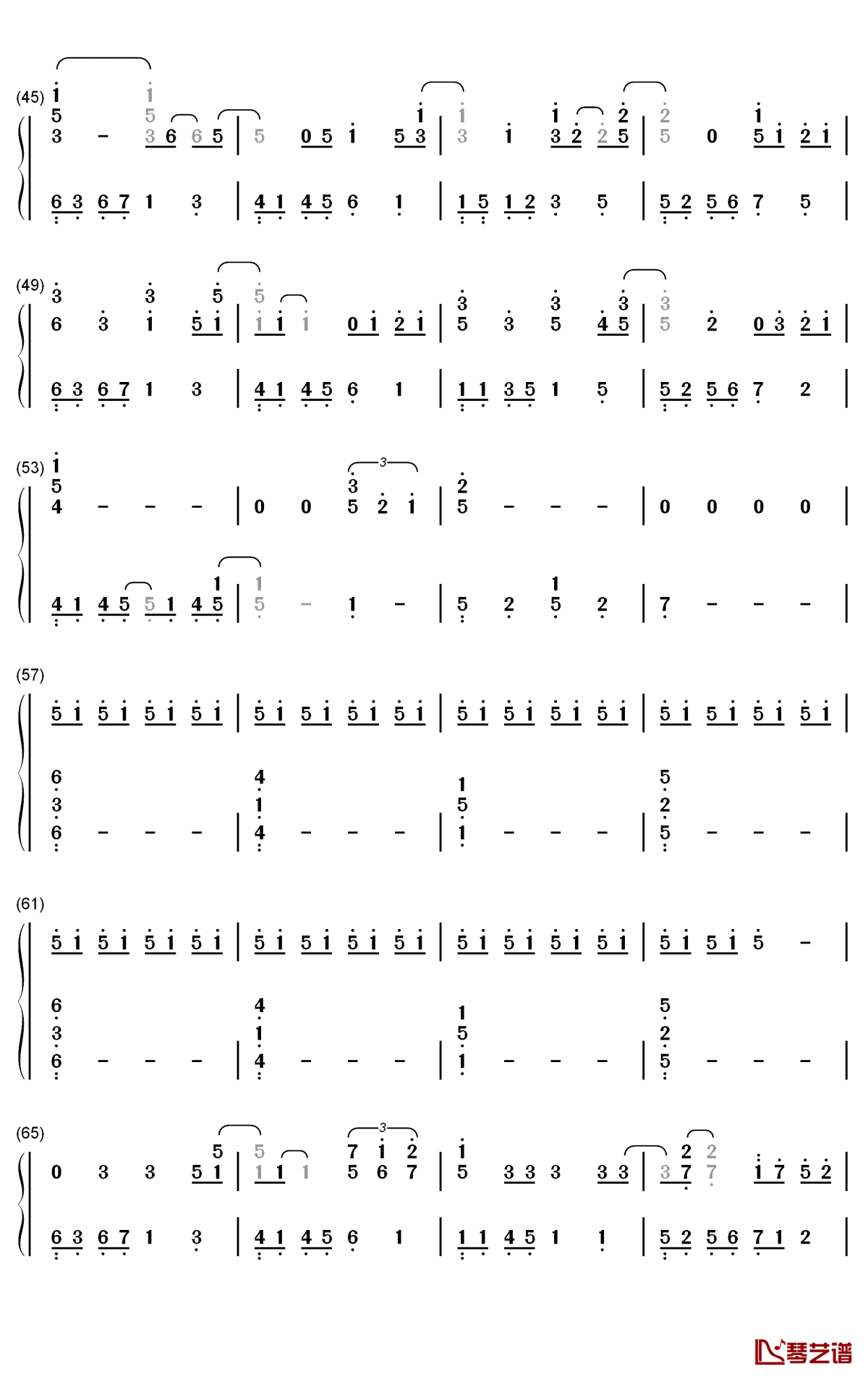 你从未离去钢琴简谱-白挺歌曲-数字双手曲谱3