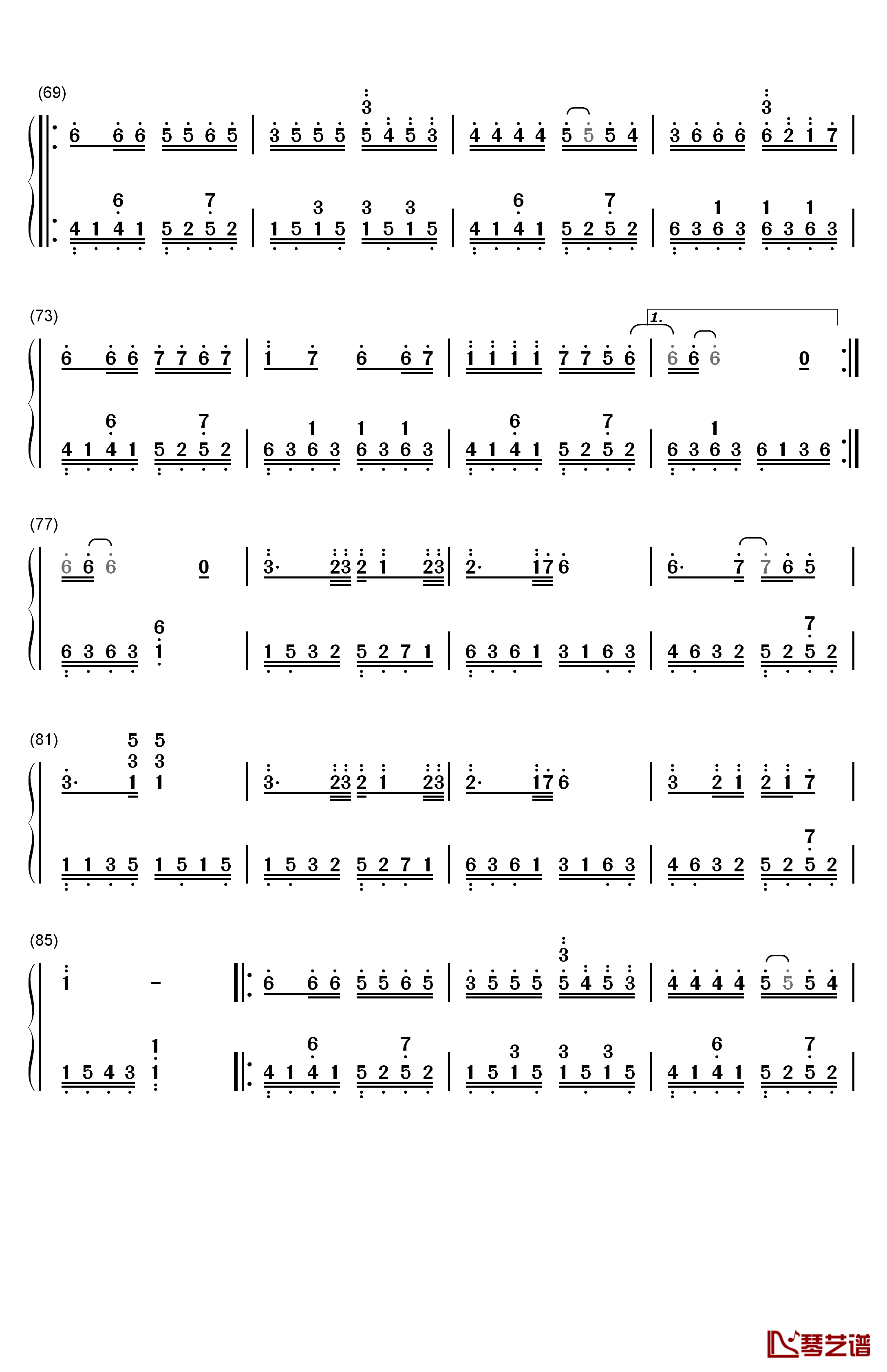 爱的故事上集钢琴简谱-数字双手-孙耀威4