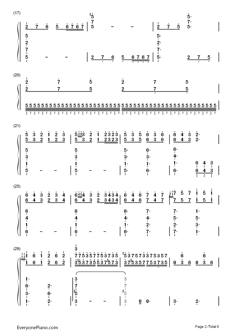 清晨钢琴简谱-数字双手-格里格2