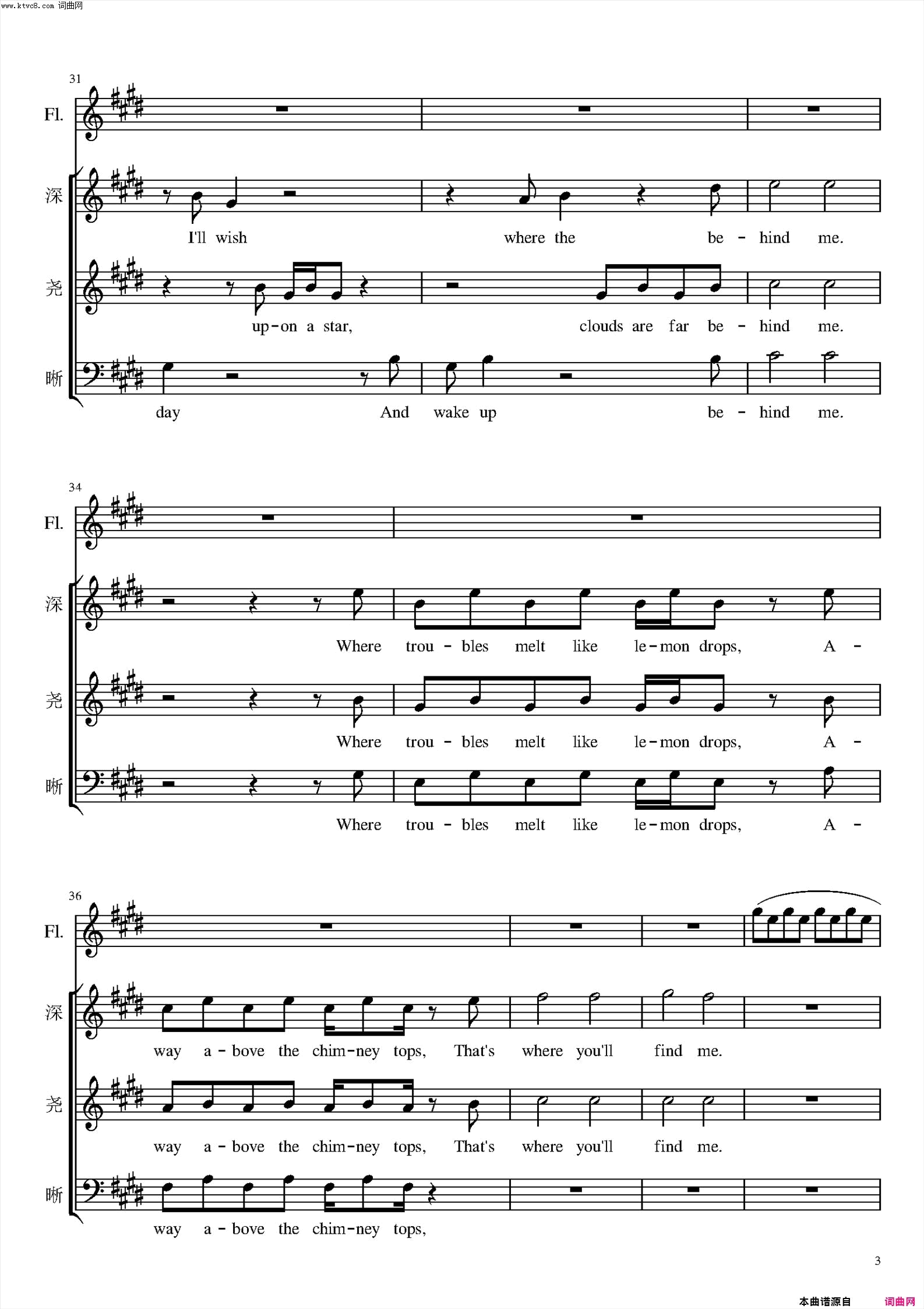 over the rainbow简谱-王晰演唱-e·y·harburg/haroldarlen词曲1