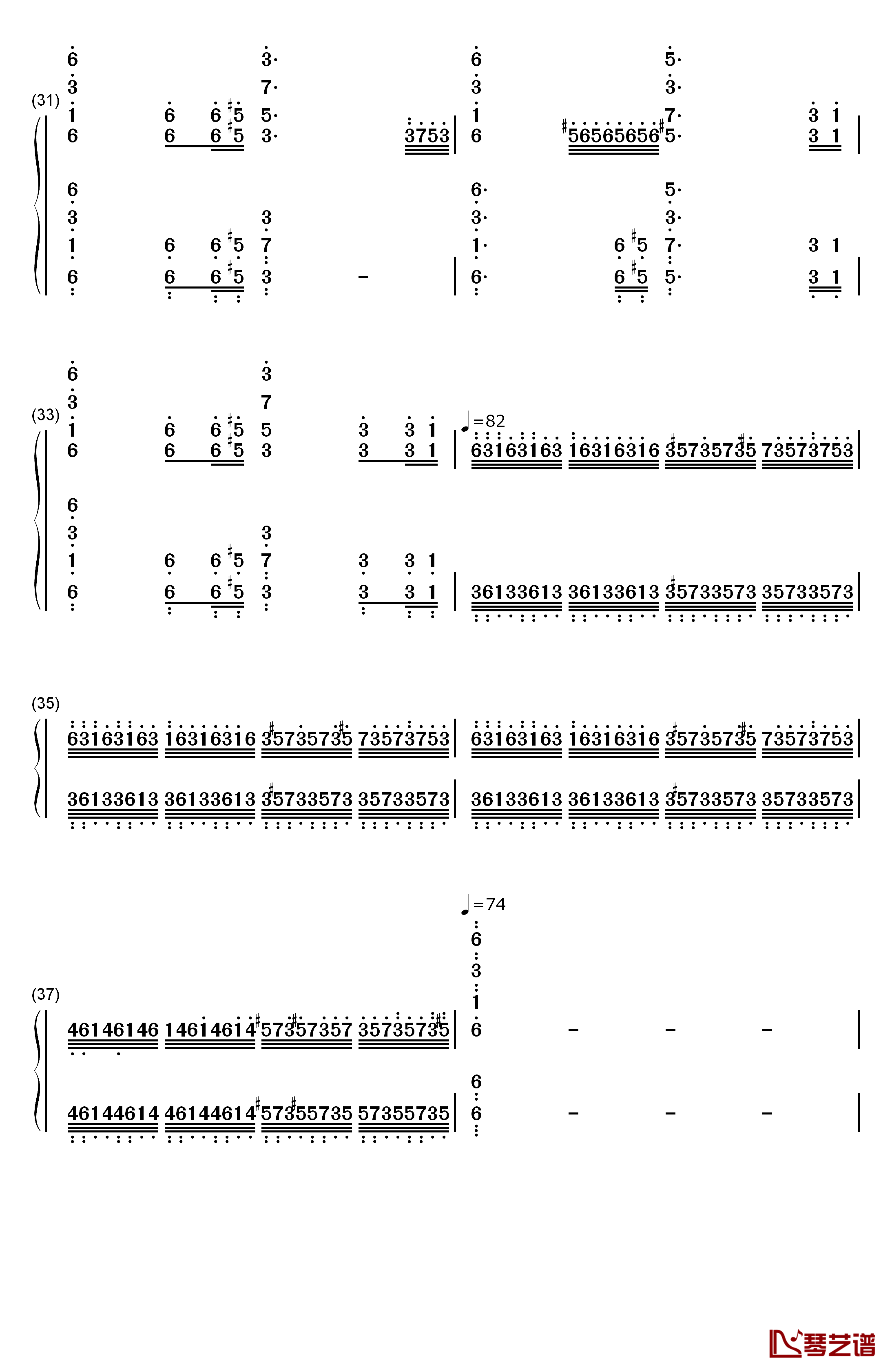 葛里格钢琴变奏曲钢琴简谱-数字双手-爱德华·格里格5