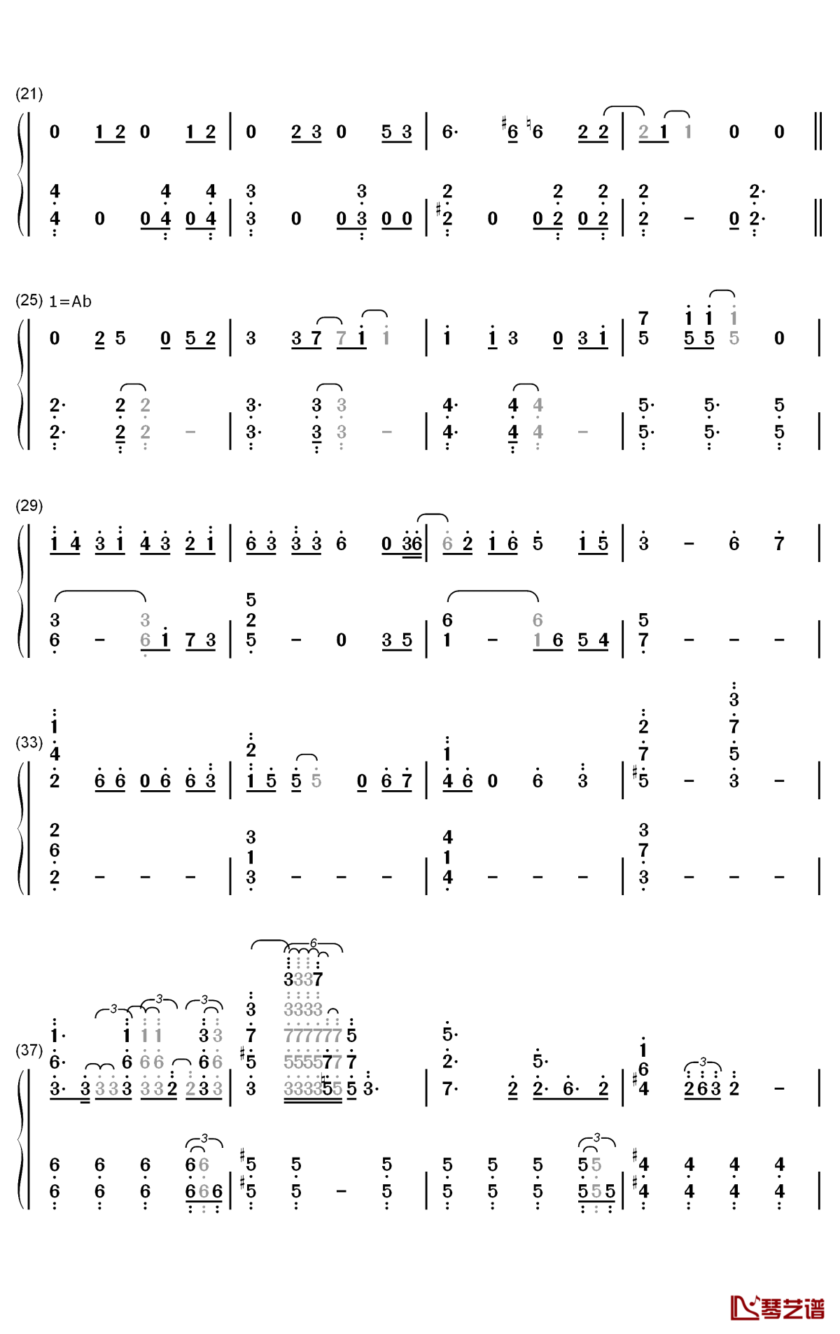 雨と体液と匂い钢琴简谱-数字双手-Mili2