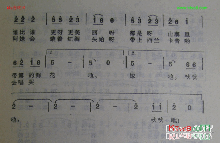 织西兰卡普的阿妹简谱1