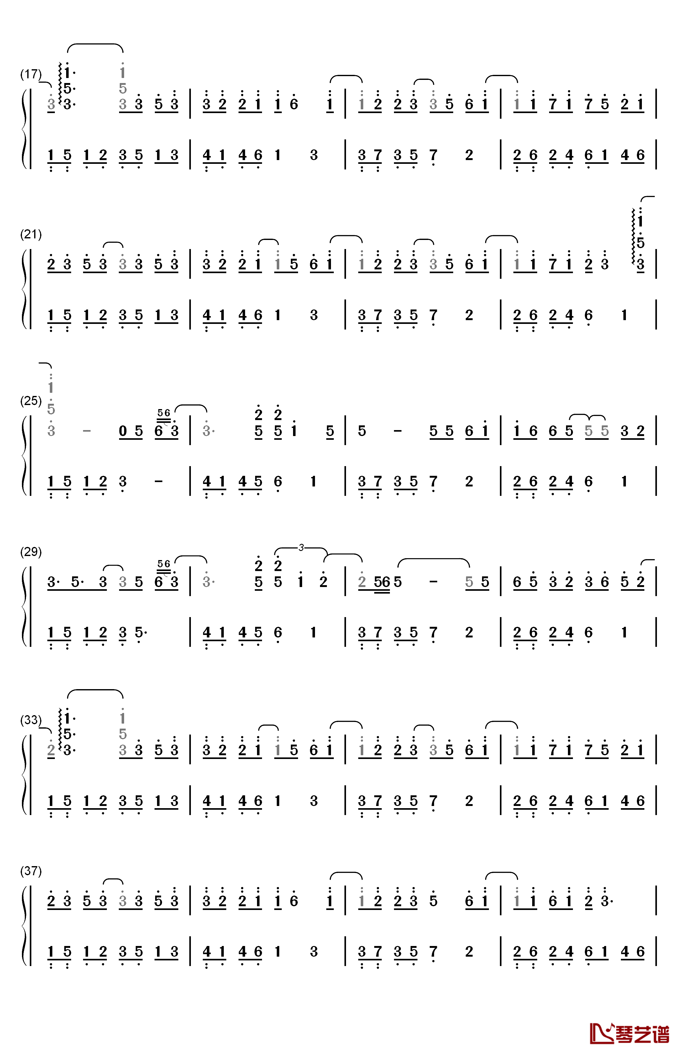 黎明的夜钢琴简谱-数字双手-曾帅2