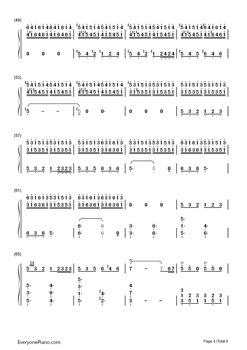 清晨钢琴简谱-数字双手-格里格4