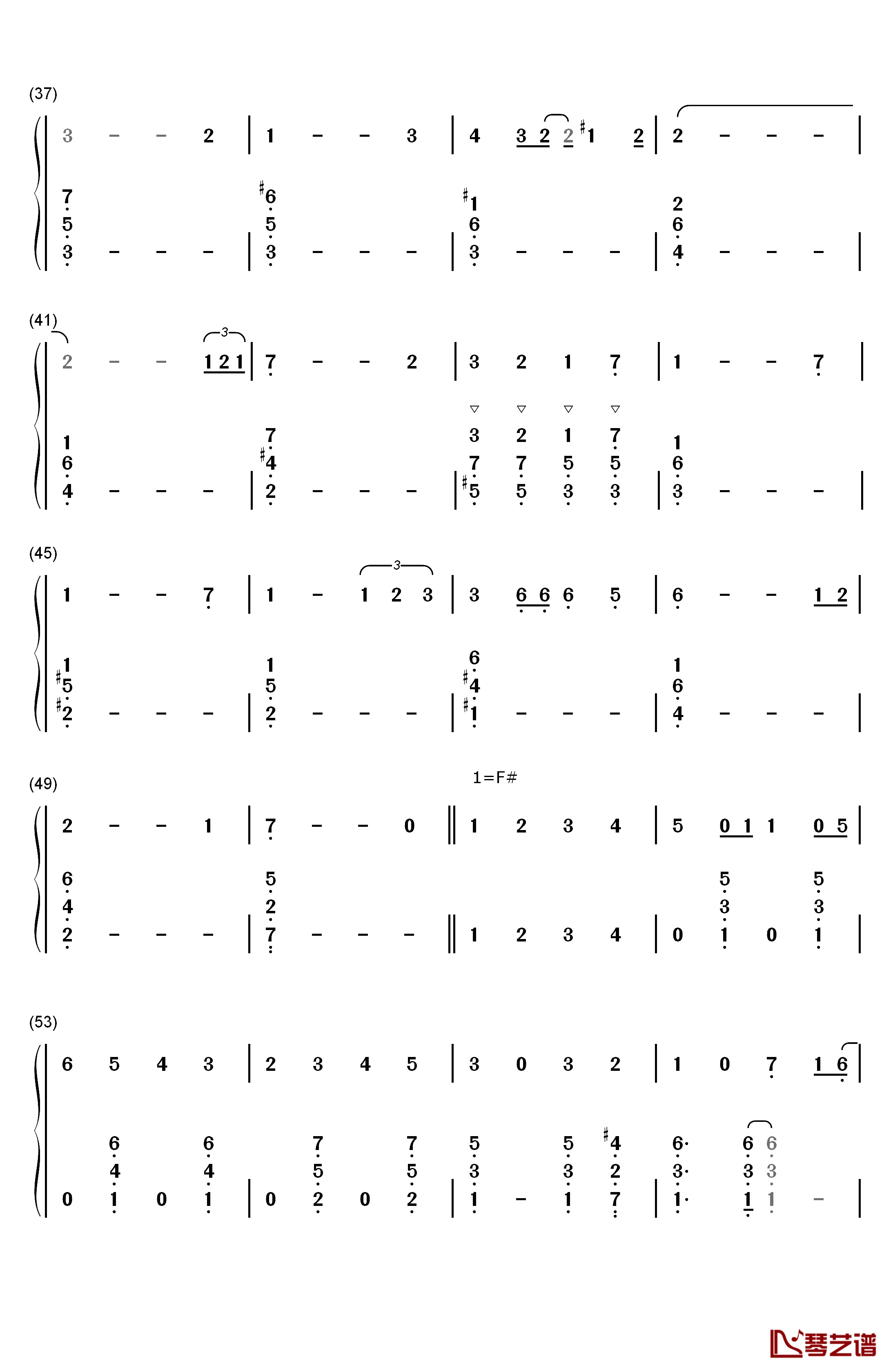 白い雪のプリンセスは钢琴简谱-数字双手-初音未来3