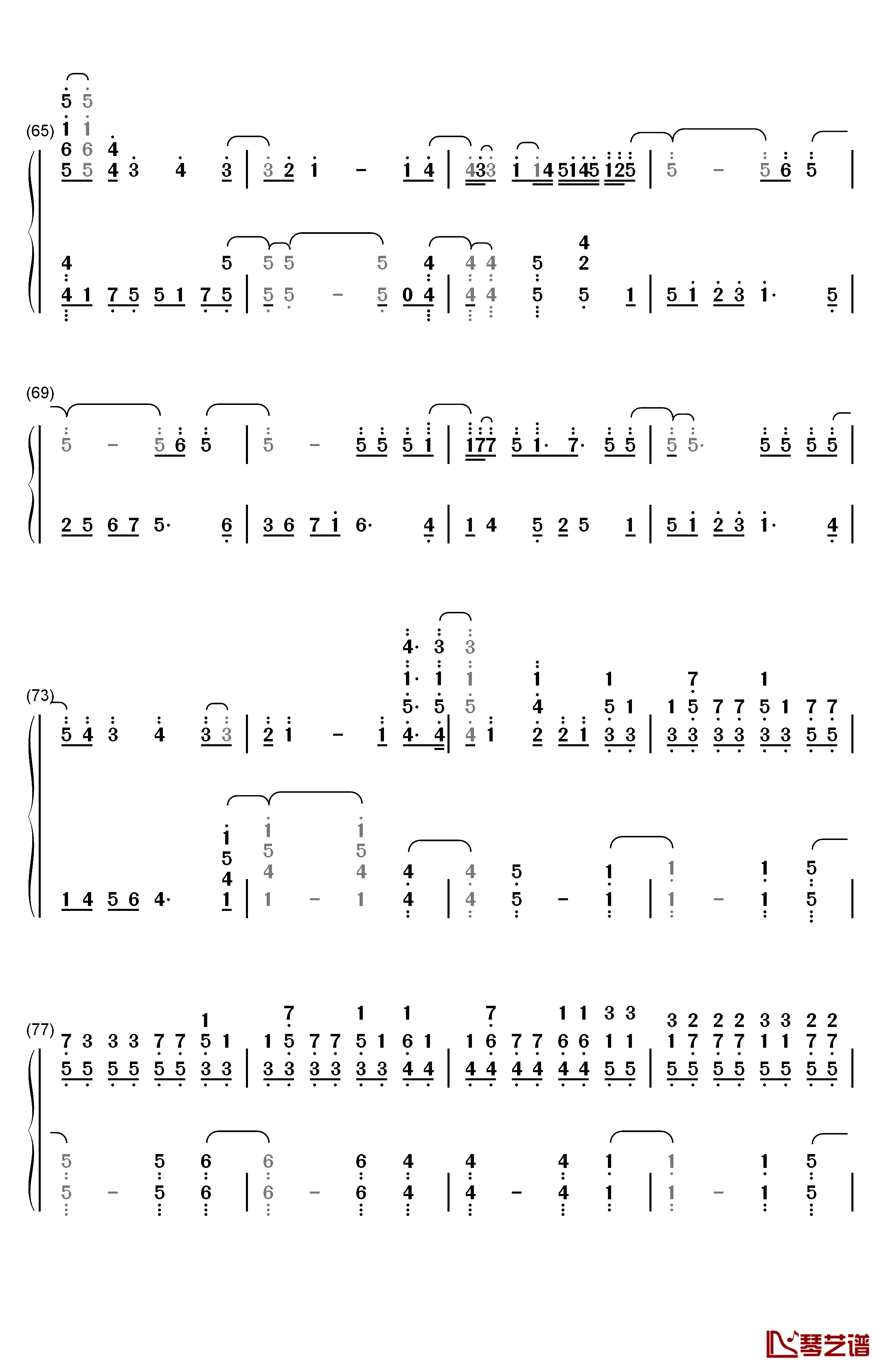 ほうき星钢琴简谱-数字双手-ユンナ5