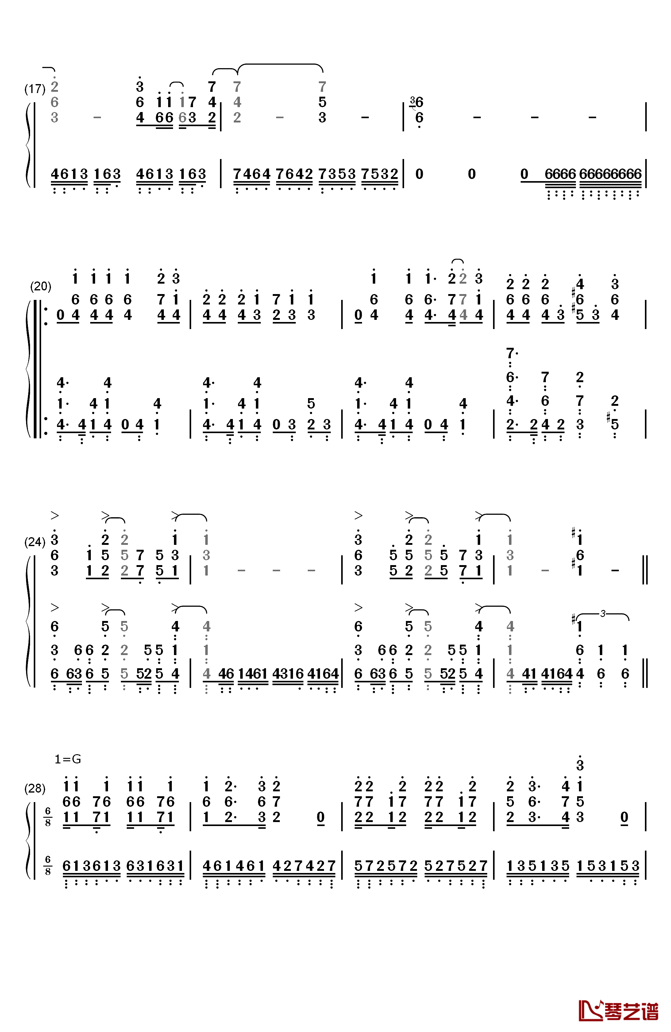 Here钢琴简谱-数字双手-JUNNA2