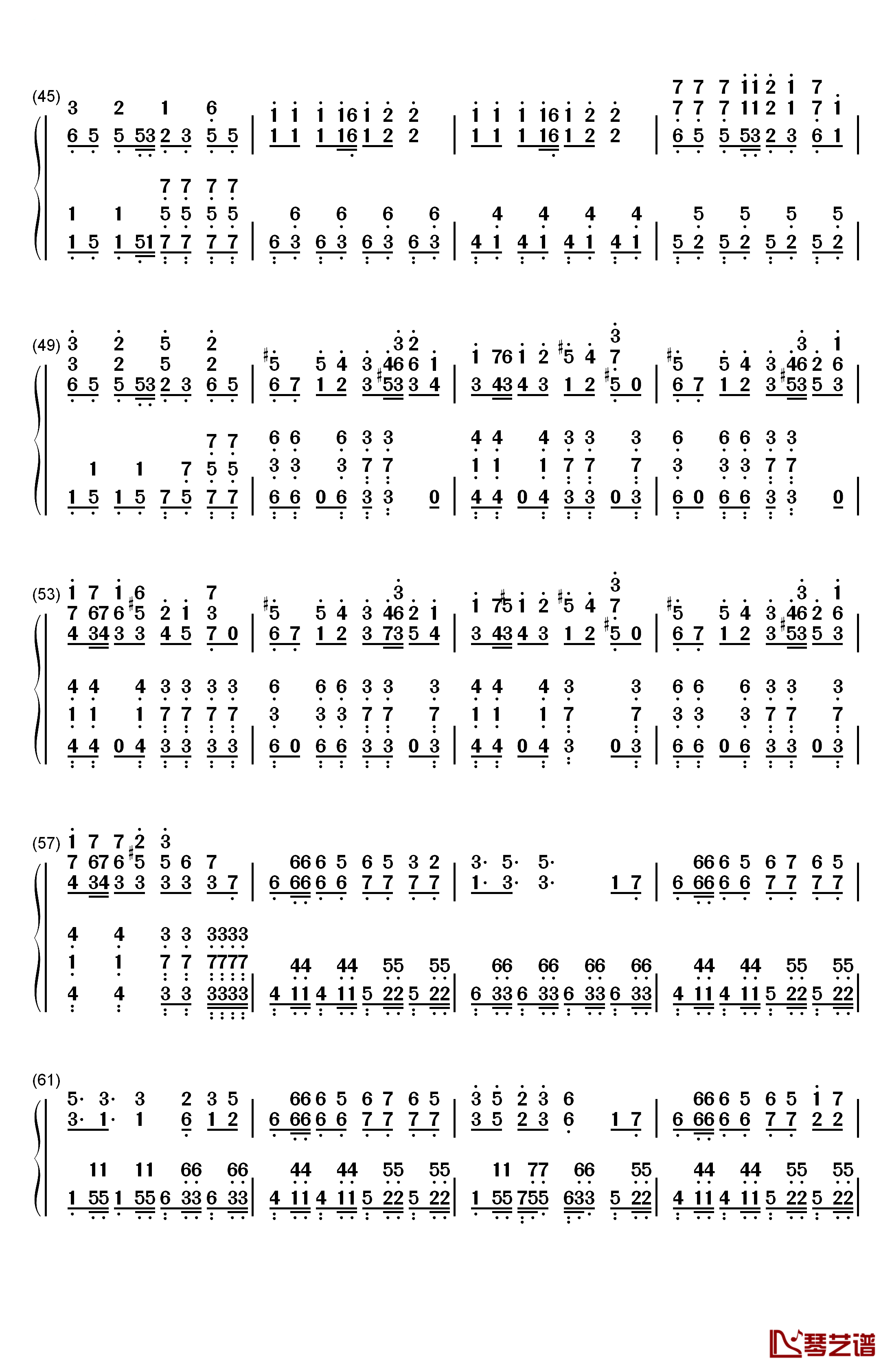 新九九八十一钢琴简谱-数字双手-泠鸢yousa3