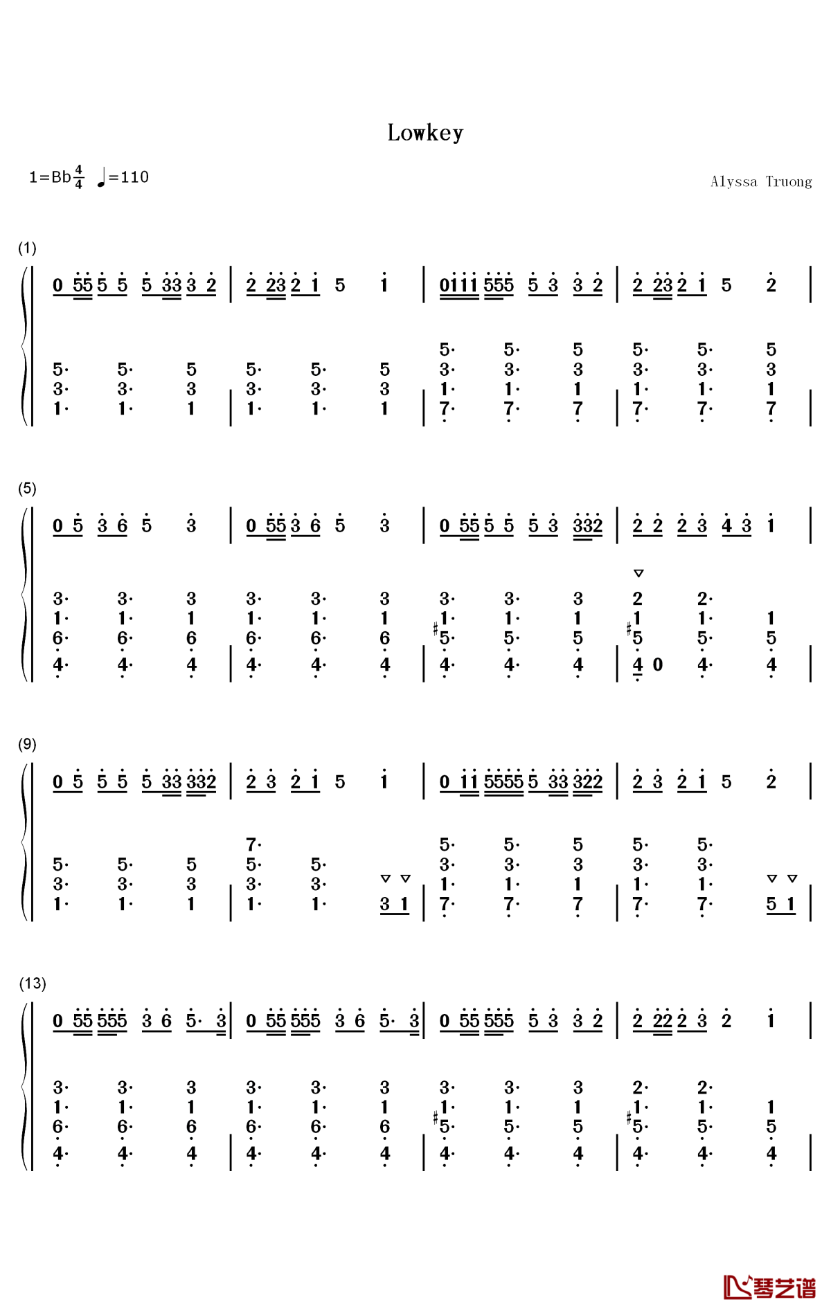 Lowkey钢琴简谱-数字双手-NIKI1