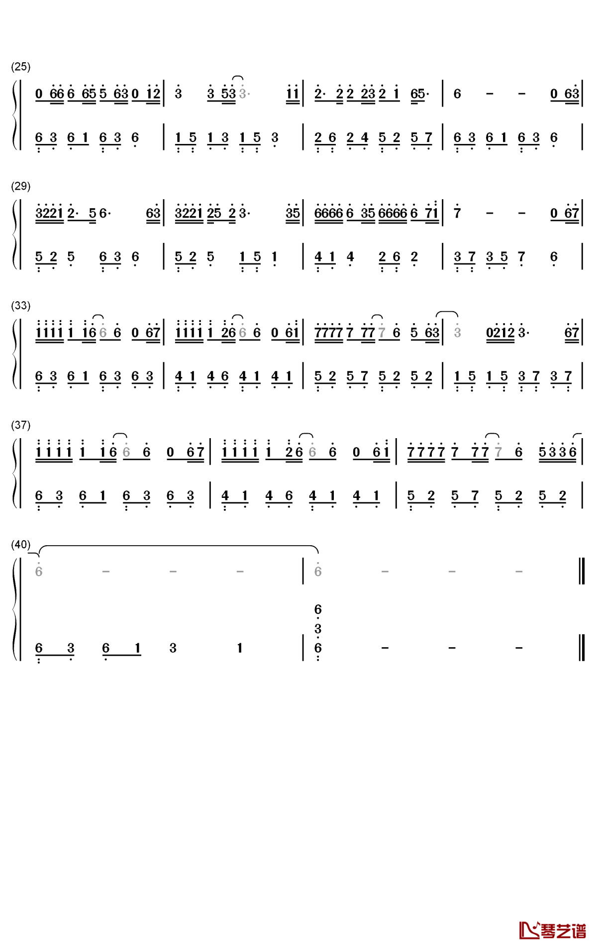 暗里着迷钢琴简谱 - 数字双手-刘德华2